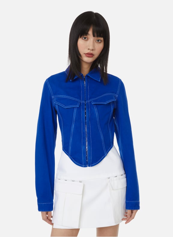 Veste corset en jean Bleu by DION LEE DION LEE Veste corset en jean Bleu