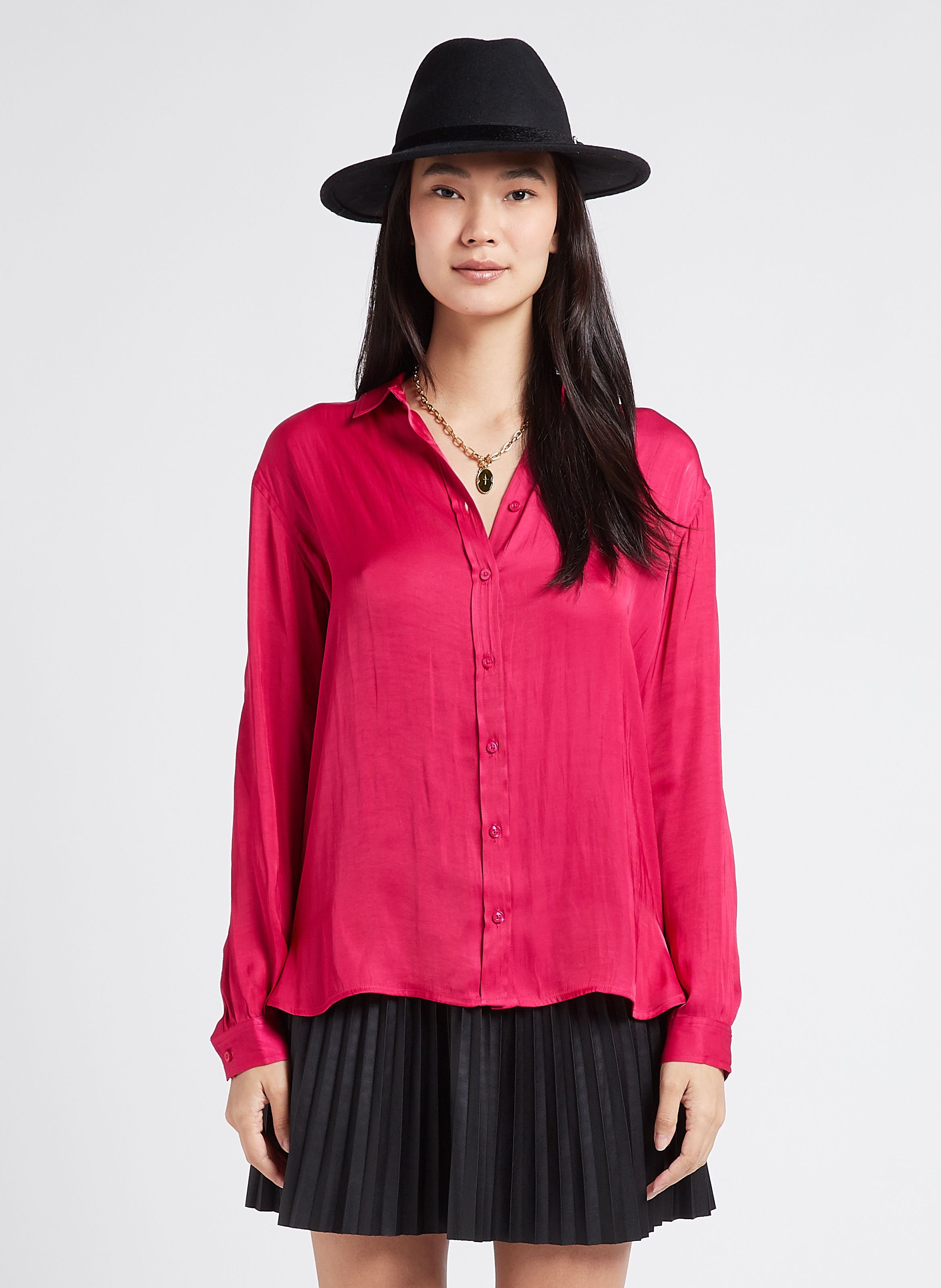 Chemise col classique satinée