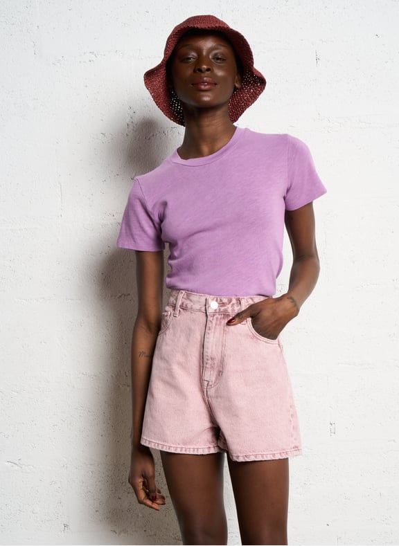Tee-shirt col rond droit en coton sonoma Violet by AMERICAN VINTAGE AMERICAN VINTAGE Tee-shirt col rond droit en coton sonoma Violet