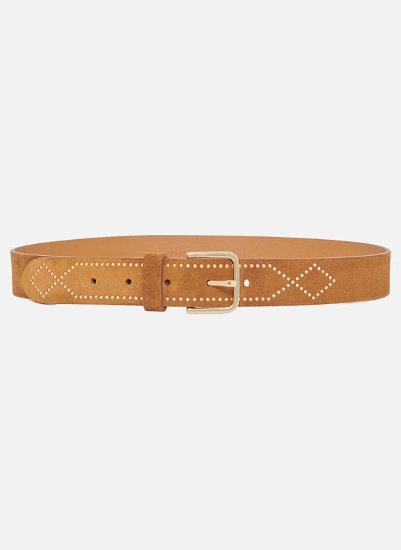 Ceinture en cuir velours - hailey Marron by GERARD DAREL GERARD DAREL Ceinture en cuir velours - hailey Marron