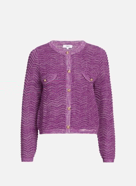 Openwork cotton knit cardigan Purple by SUNCOO SUNCOO Openwork cotton knit cardigan Purple
