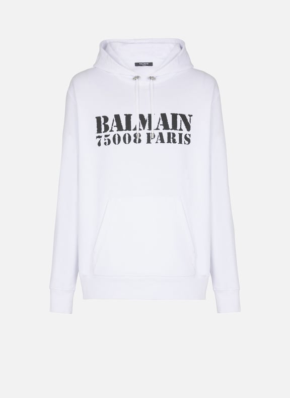 Hoodie imprimé balmain stamp Blanc by BALMAIN BALMAIN Hoodie imprimé balmain stamp Blanc