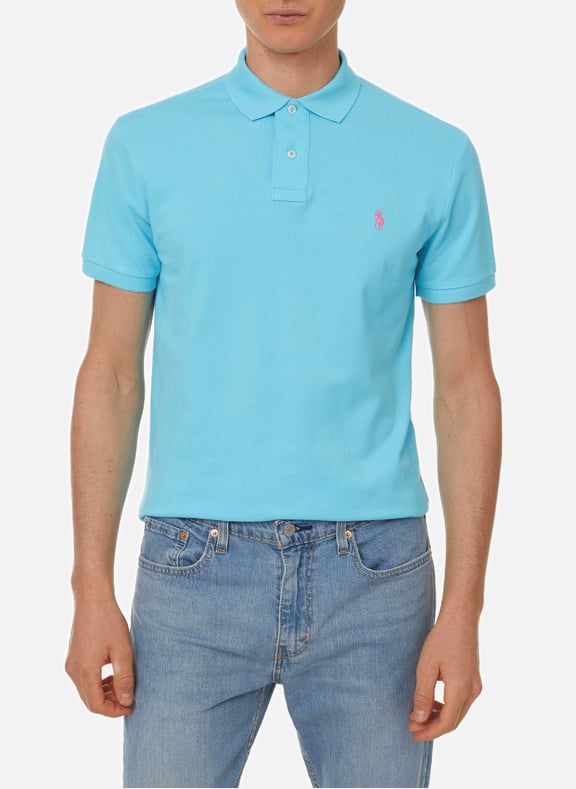 Polo droit en piqué de coton Bleu by POLO RALPH LAUREN POLO RALPH LAUREN Polo droit en piqué de coton Bleu