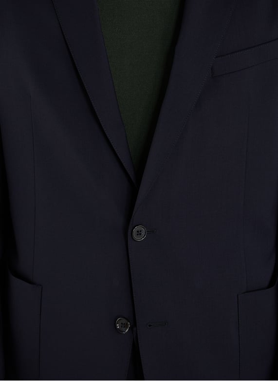 Veste de costume col tailleur en laine mélangée | Bleu by AU PRINTEMPS PARIS Veste de costume col tailleur en laine mélangée Bleu