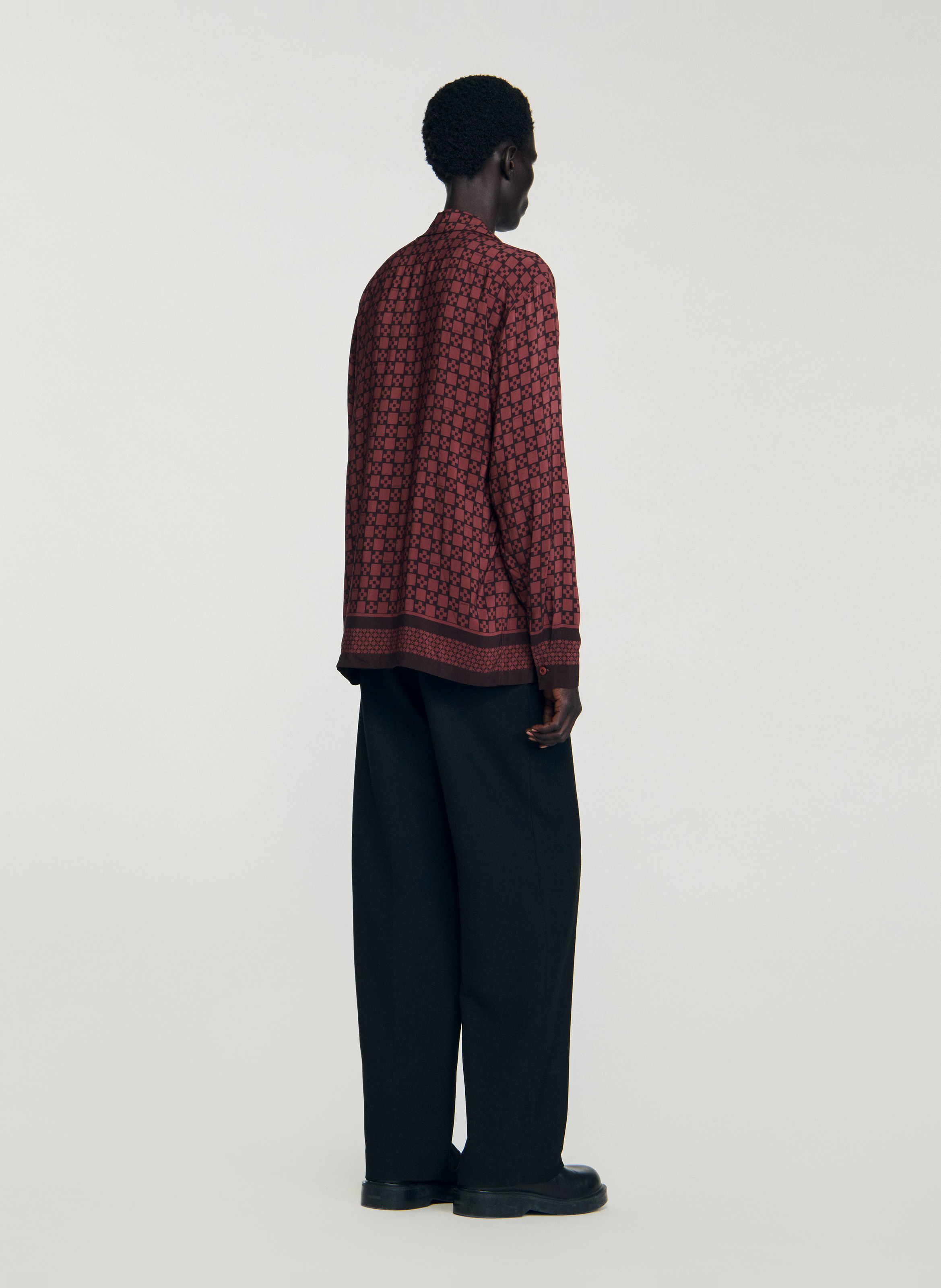 Chemise droite col cubain SANDRO Marron