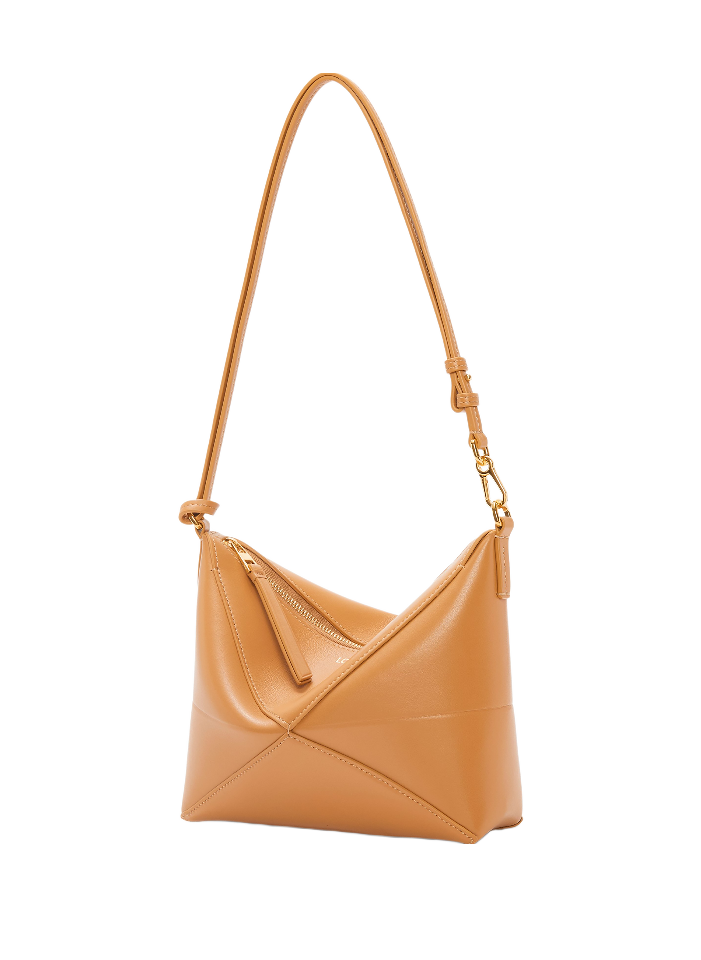 Puzzle Fold shiny nappa calf leather pouch LOEWE Brown