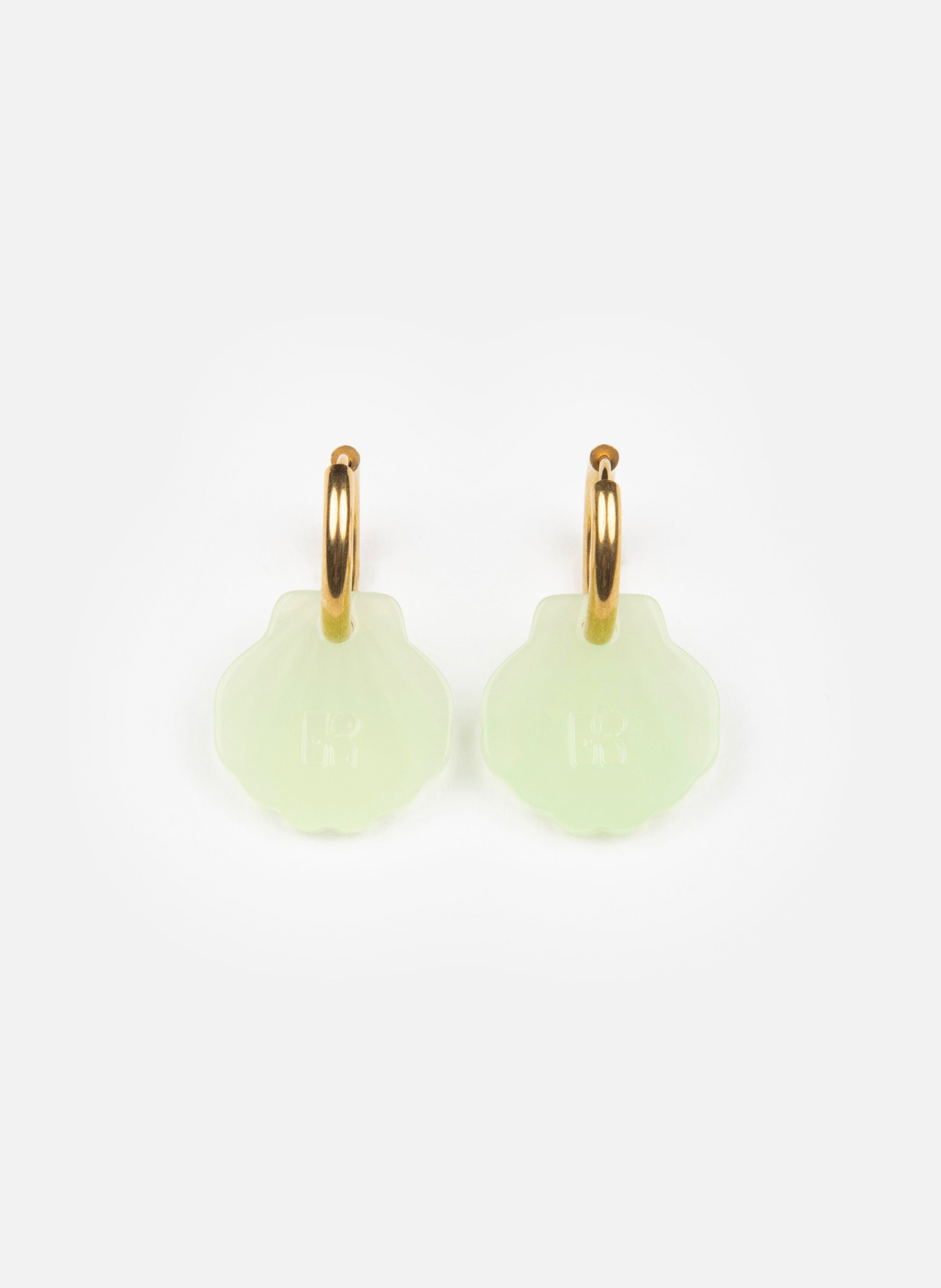 Boucles d'oreilles baby mermaid avec anneaux en acier inoxydable doré Vert
