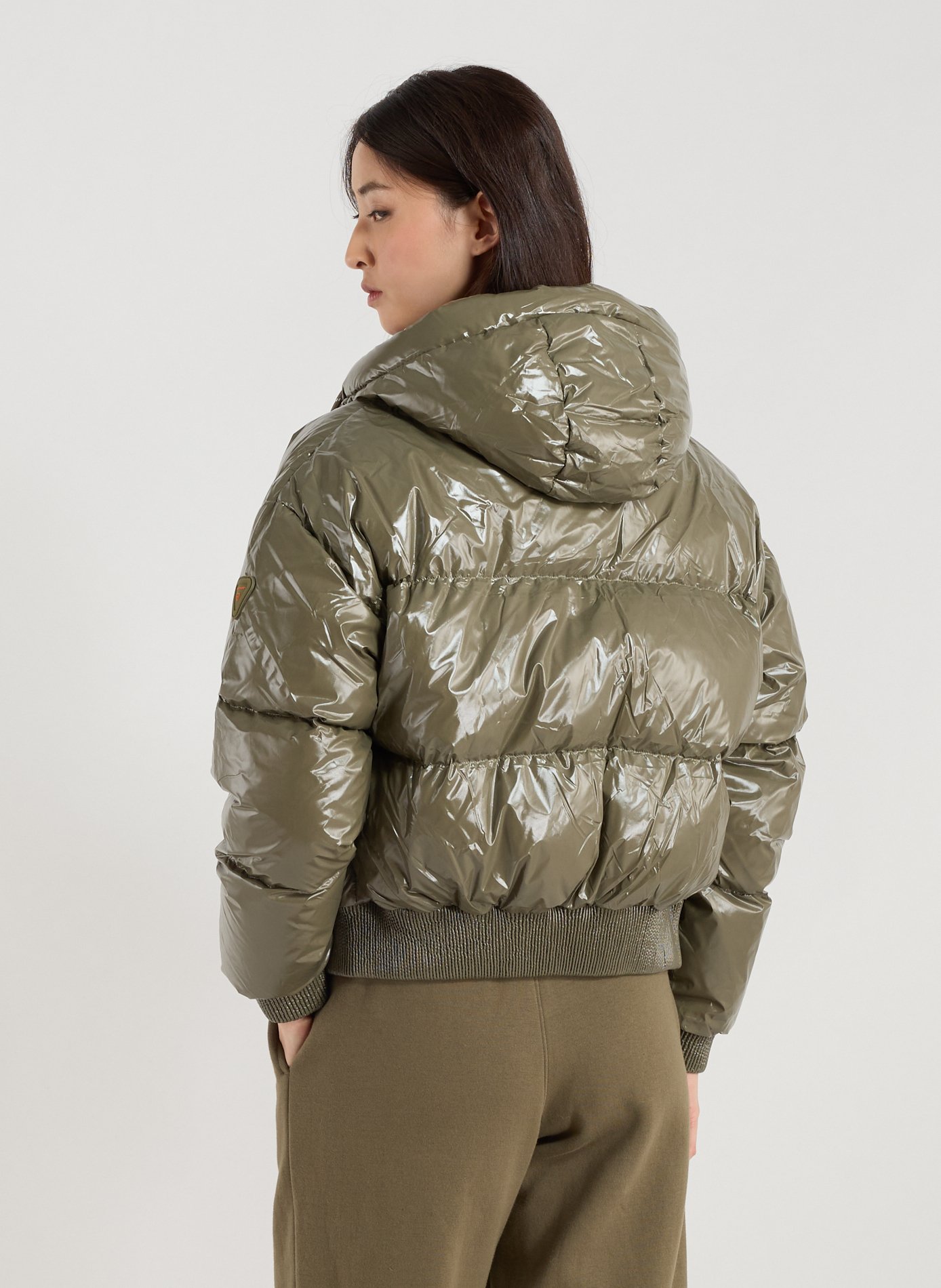 Quilted oversized puffer jacket with high collar GERTRUDE ET GASTON Khaki