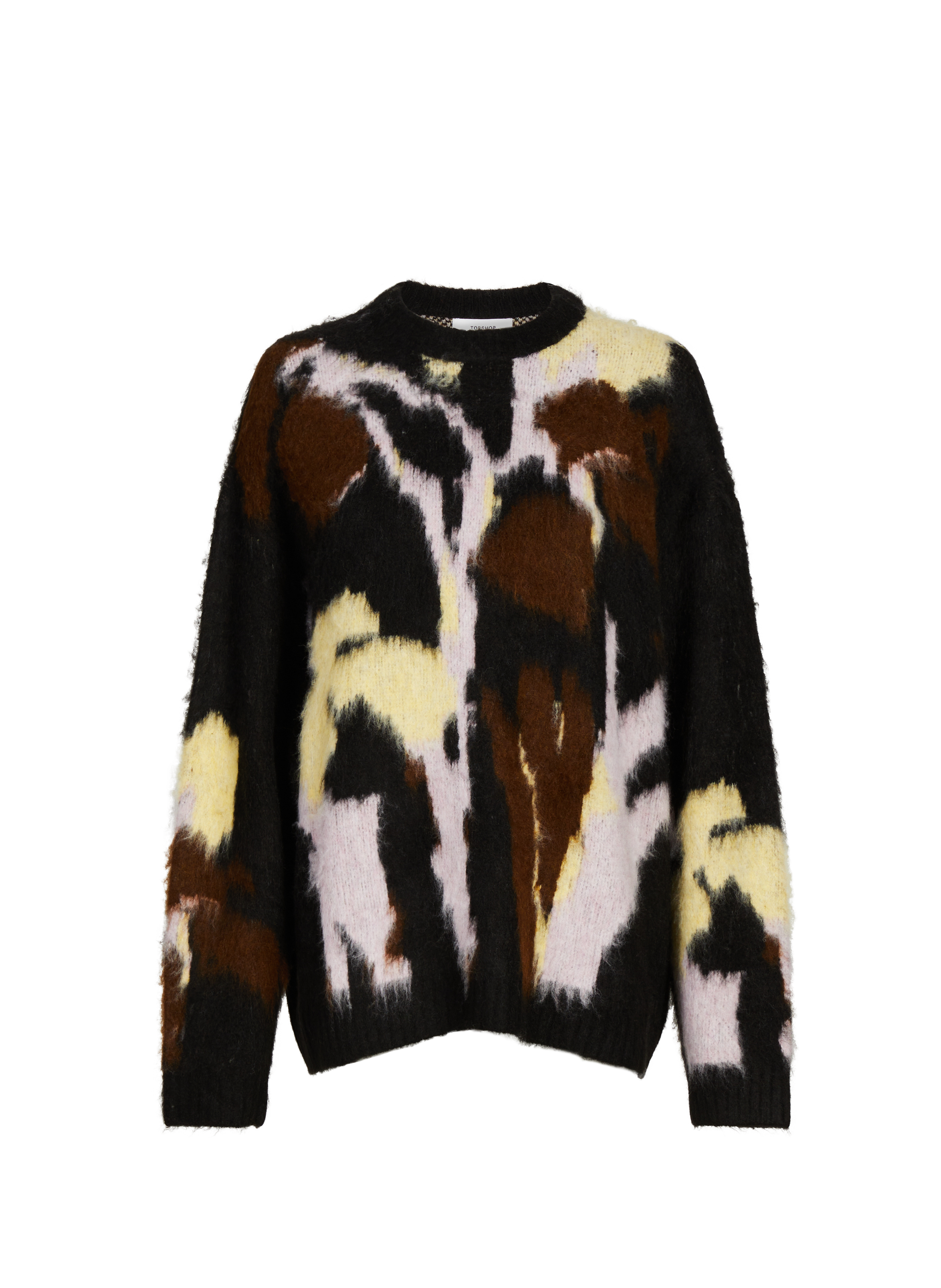 Oversized round neck sweater TOPSHOP Black