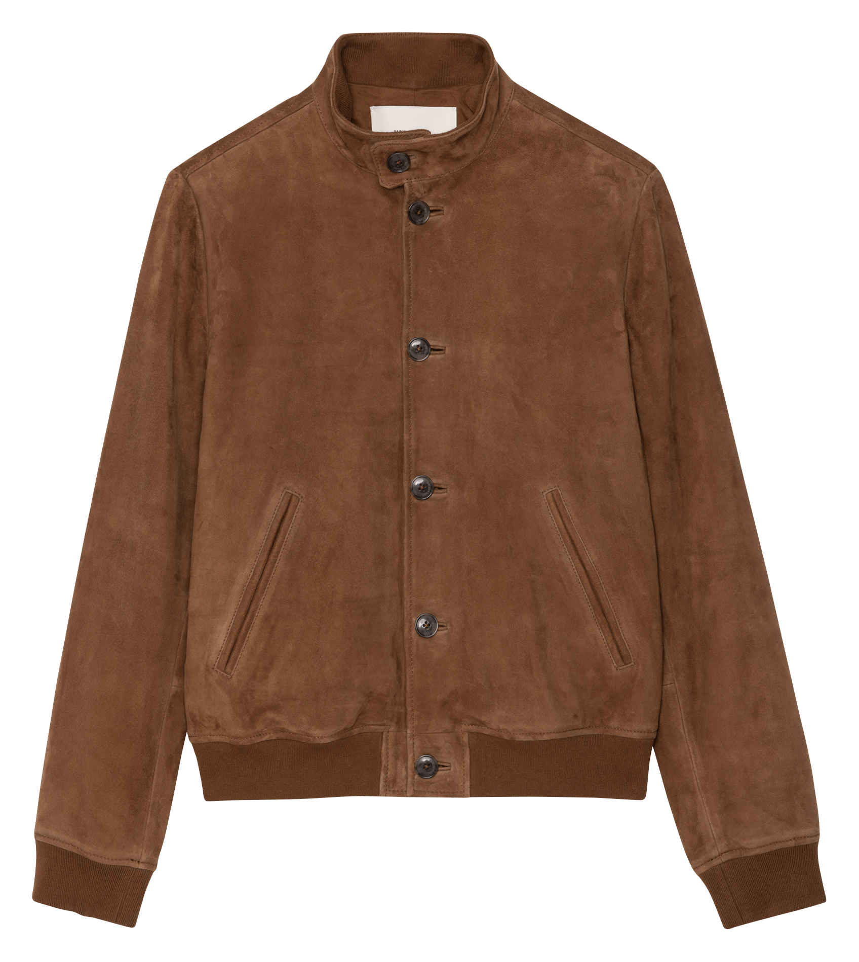 Blouson droit col montant en cuir velours lonni ZADIG&VOLTAIRE Marron