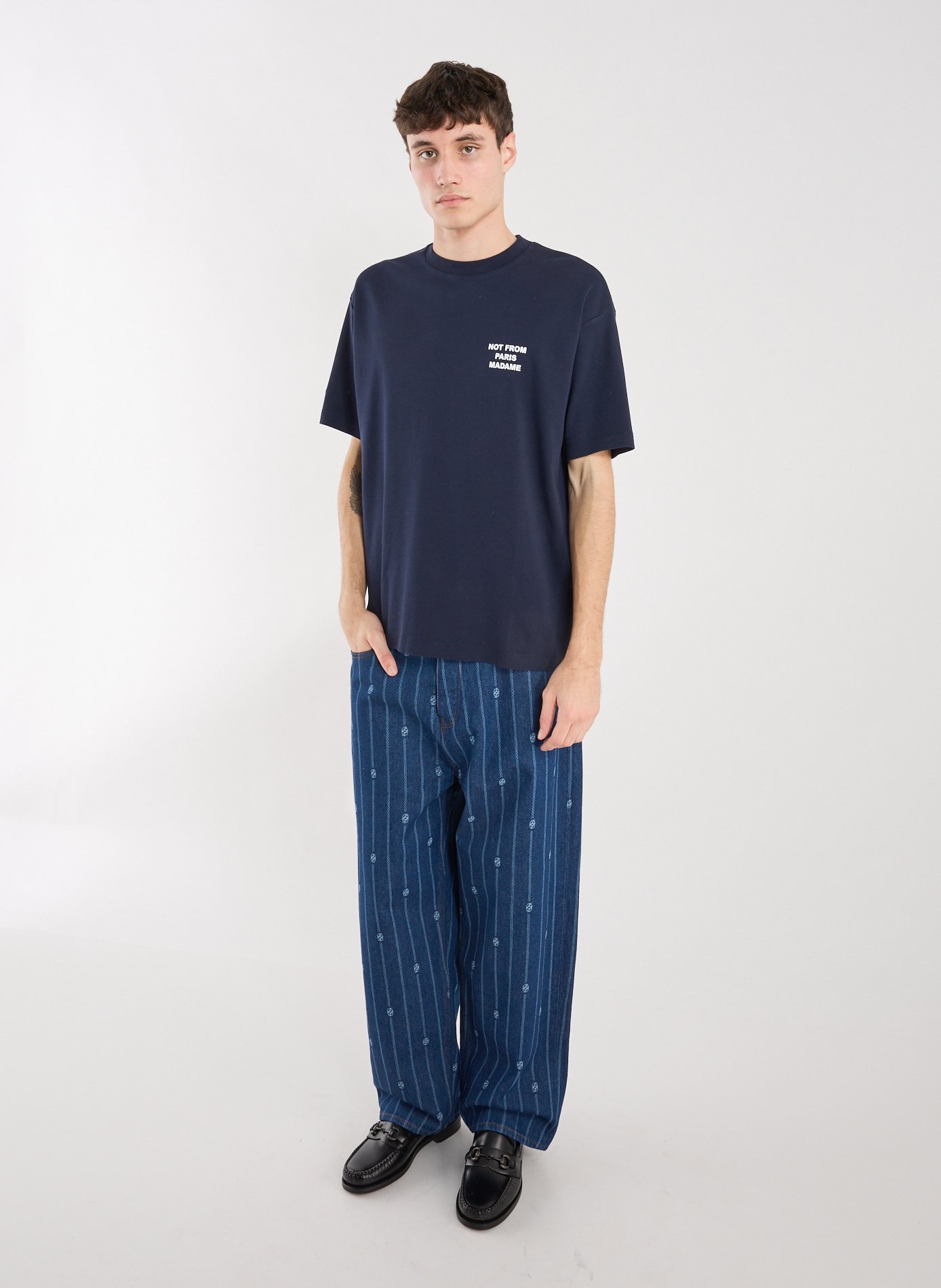 T-Shirt ample sérigraphié en coton DROLE DE MONSIEUR Bleu