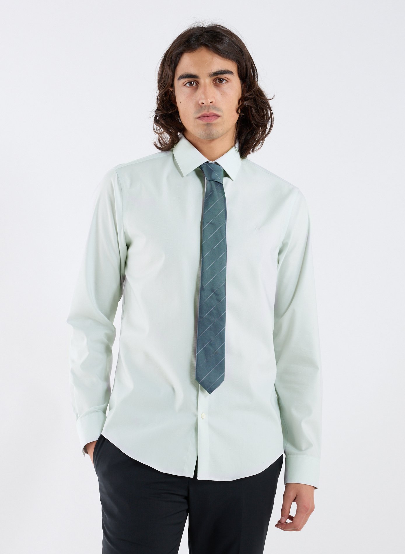 Chemise slim en coton mélangé CALVIN KLEIN Vert