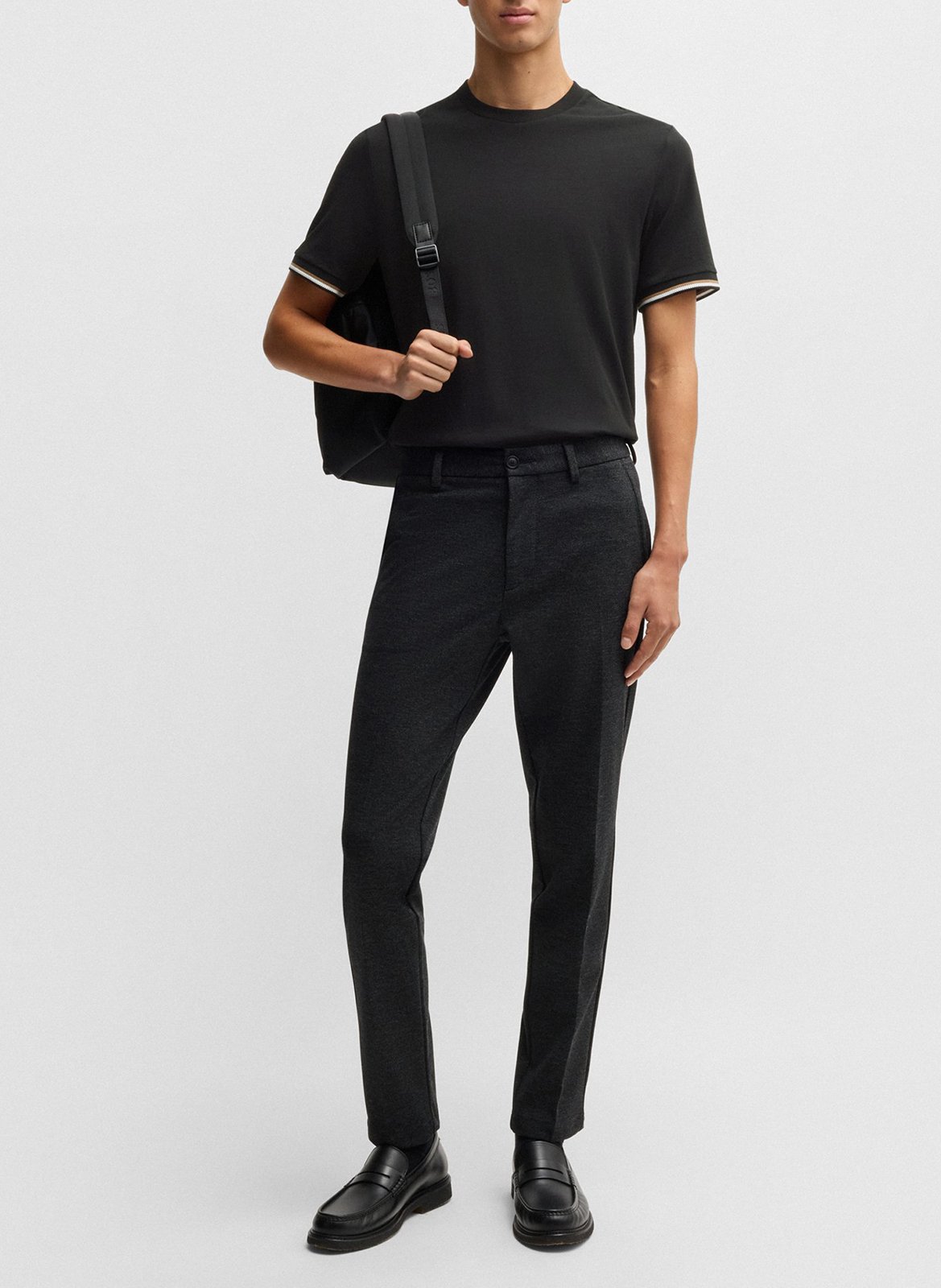 Tee-shirt col rond en coton BOSS Noir