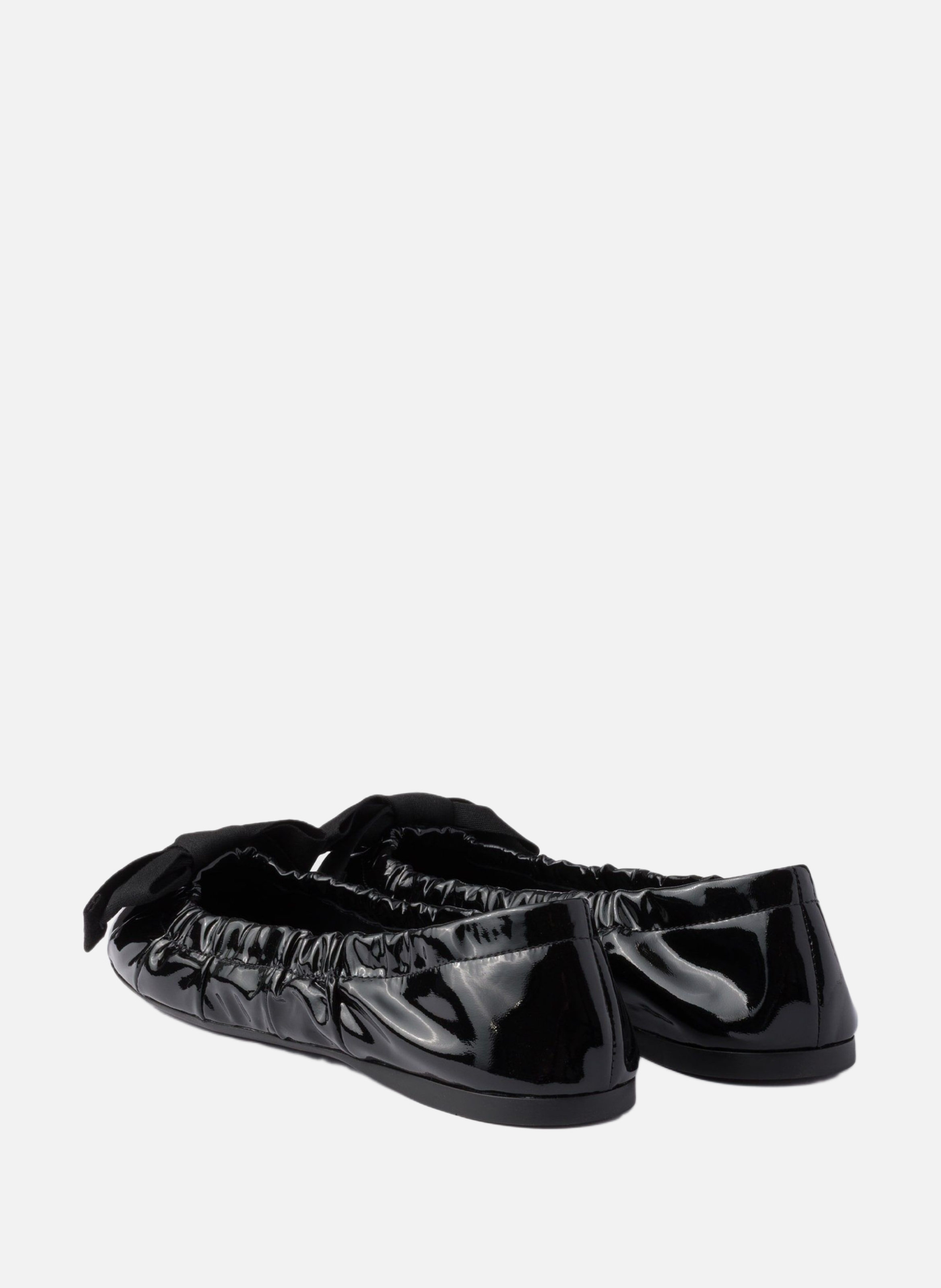 Ballerines en cuir verni avec nœud PRADA Noir