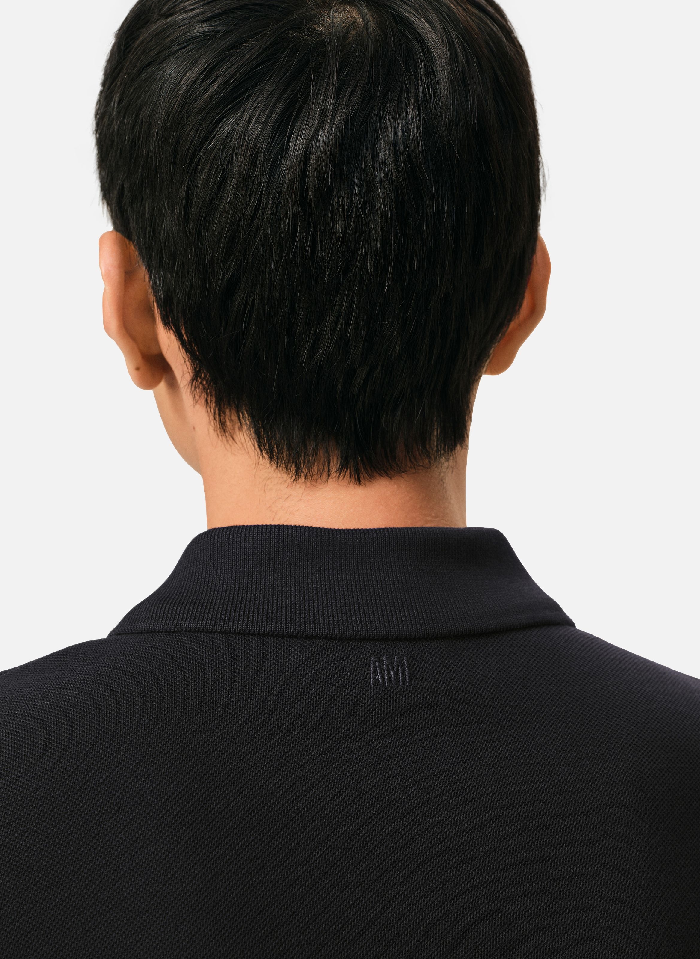 Polo ami de coeur contrasté en coton AMI PARIS Noir