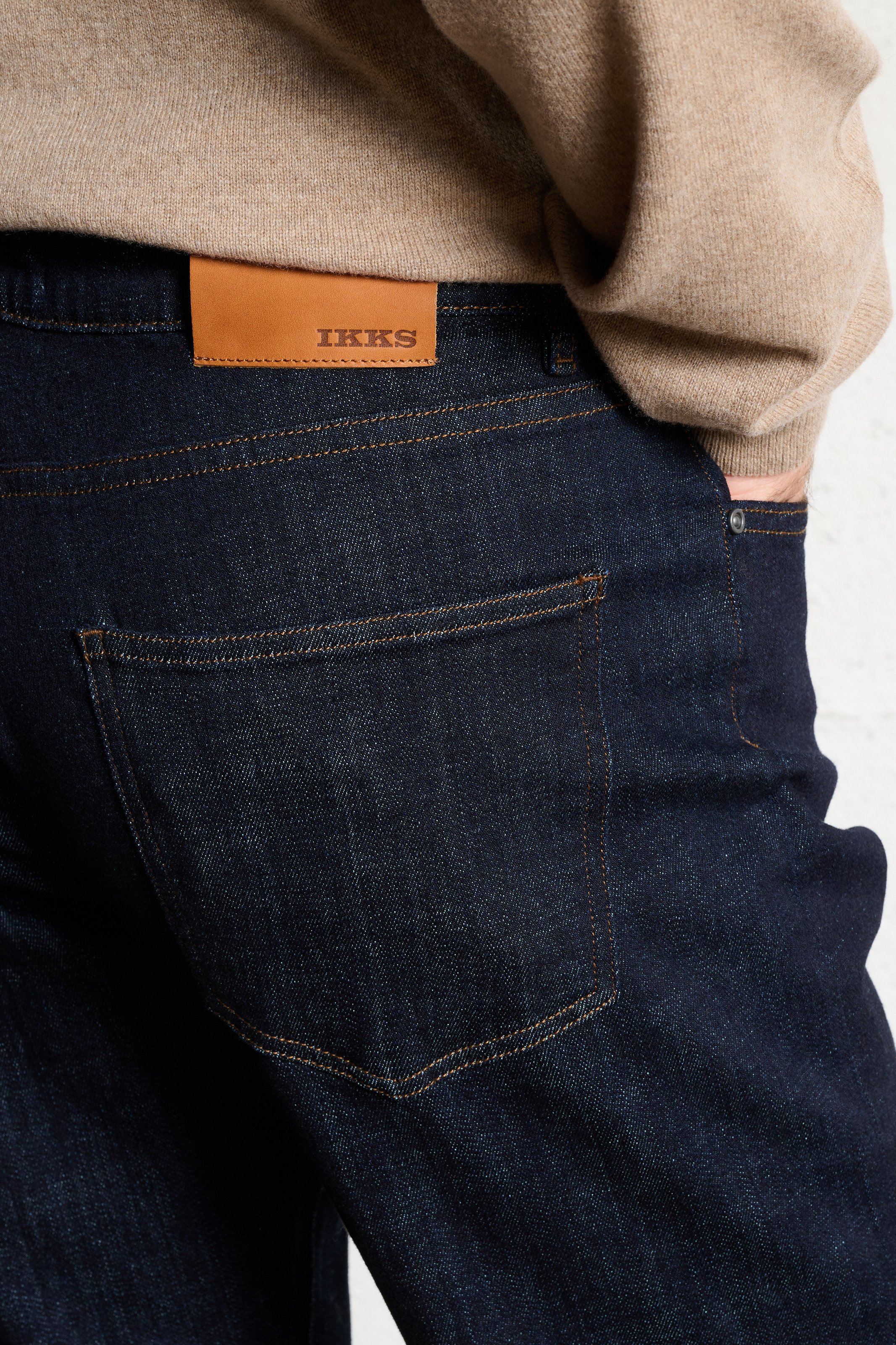 Jean droit en coton mélangé serge IKKS Bleu