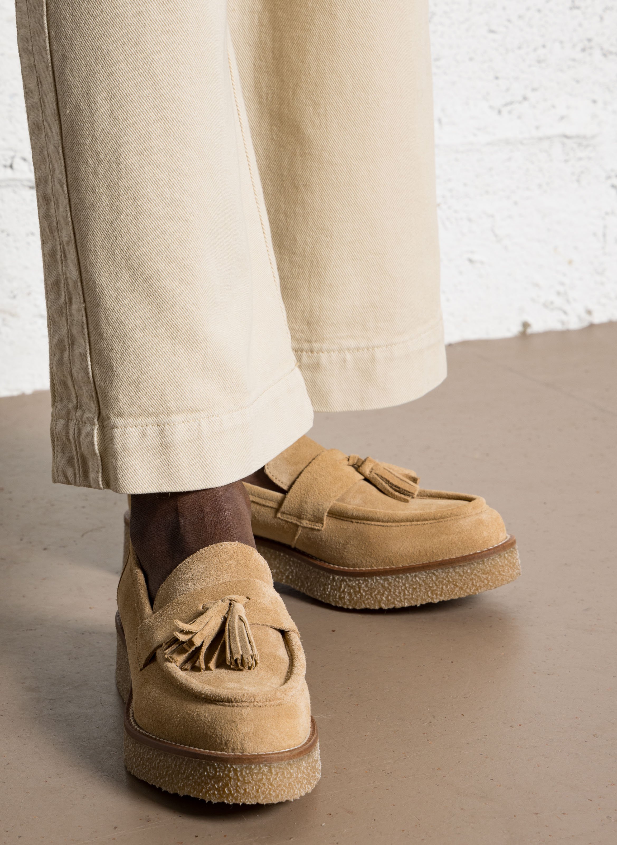 Mocassins suédés en cuir victor MAISON 123 Blanc