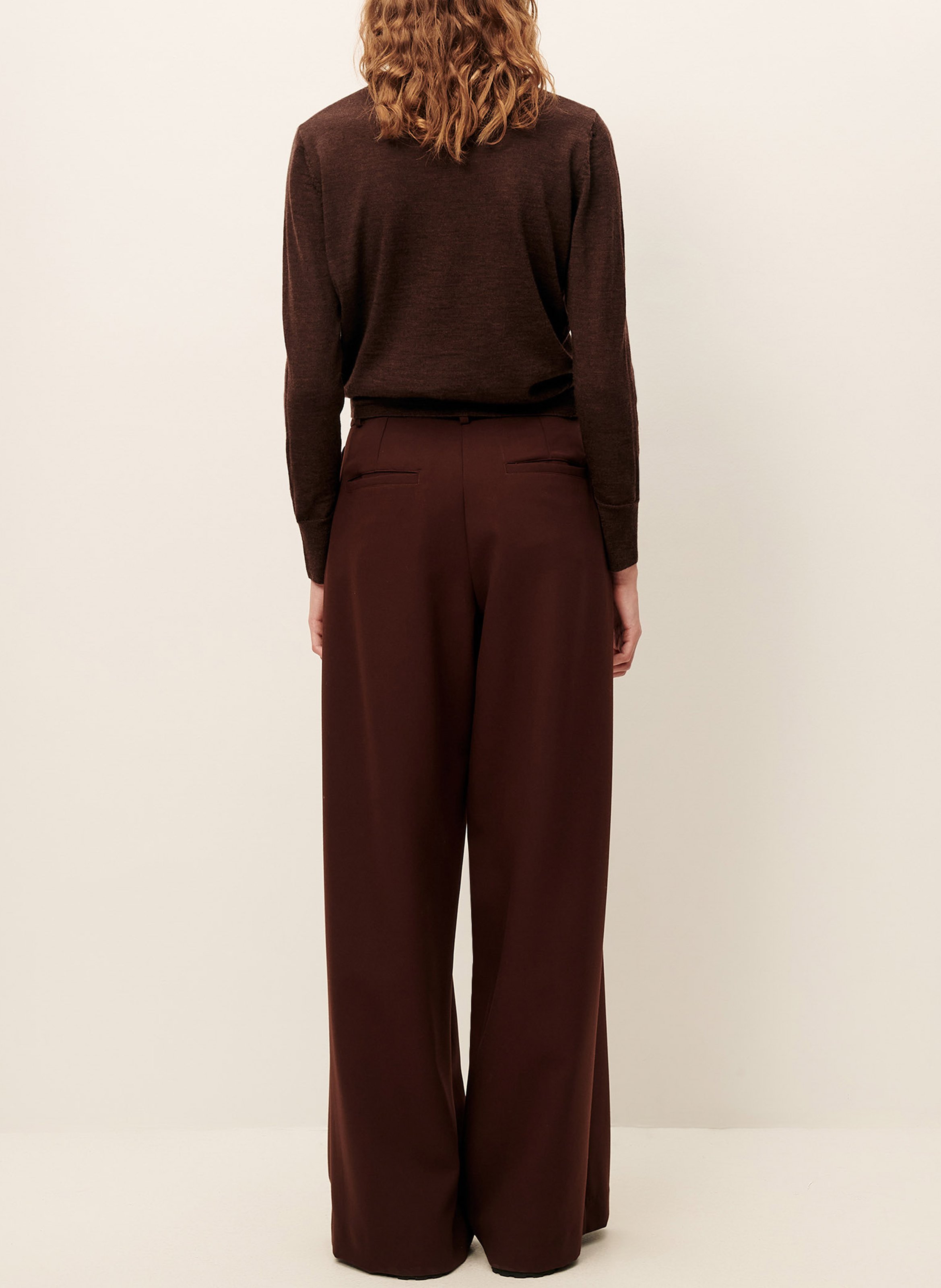 Pantalon large à pinces taille haute provenco SESSUN Marron