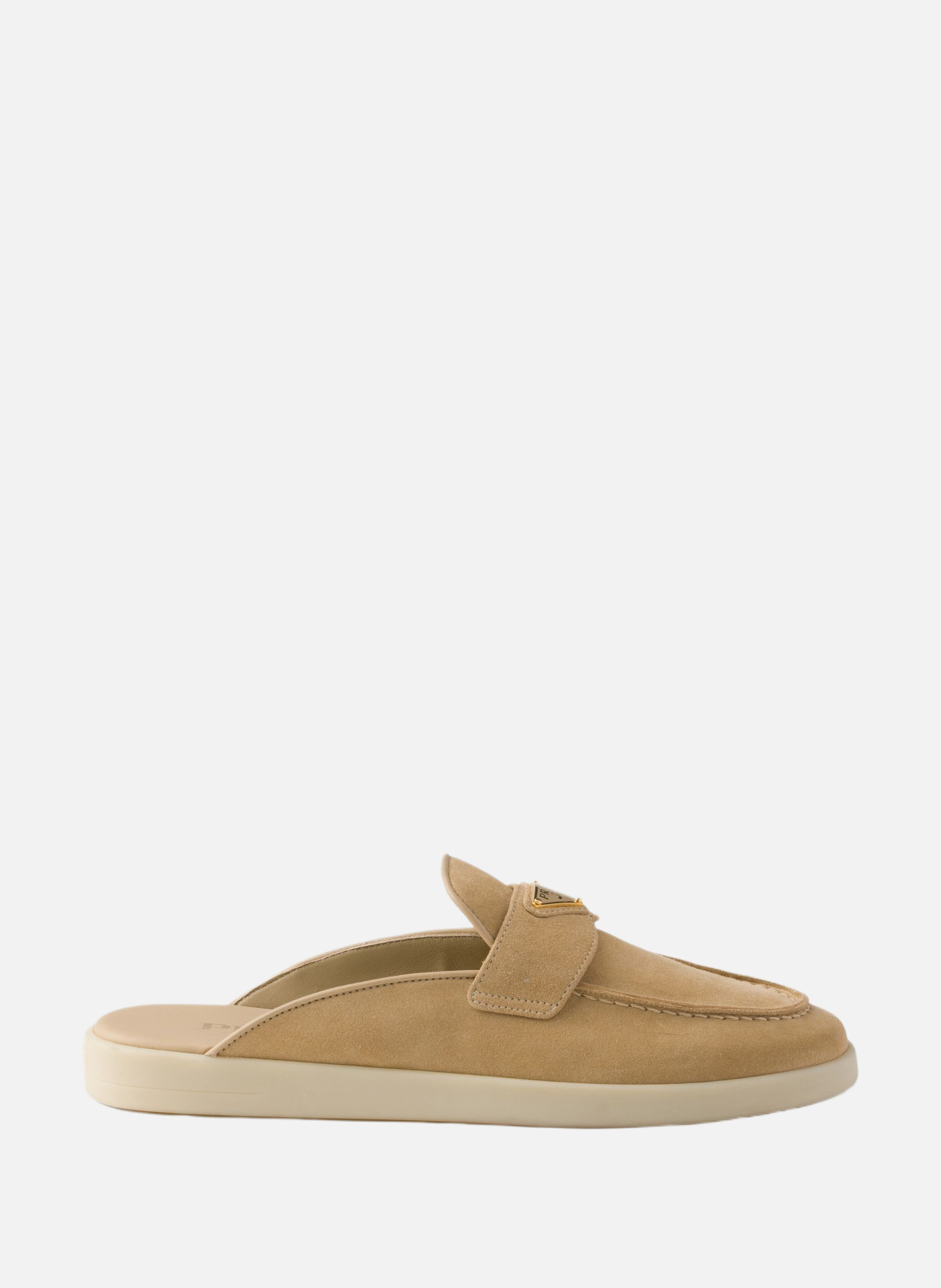 Mules en veau velours PRADA Beige