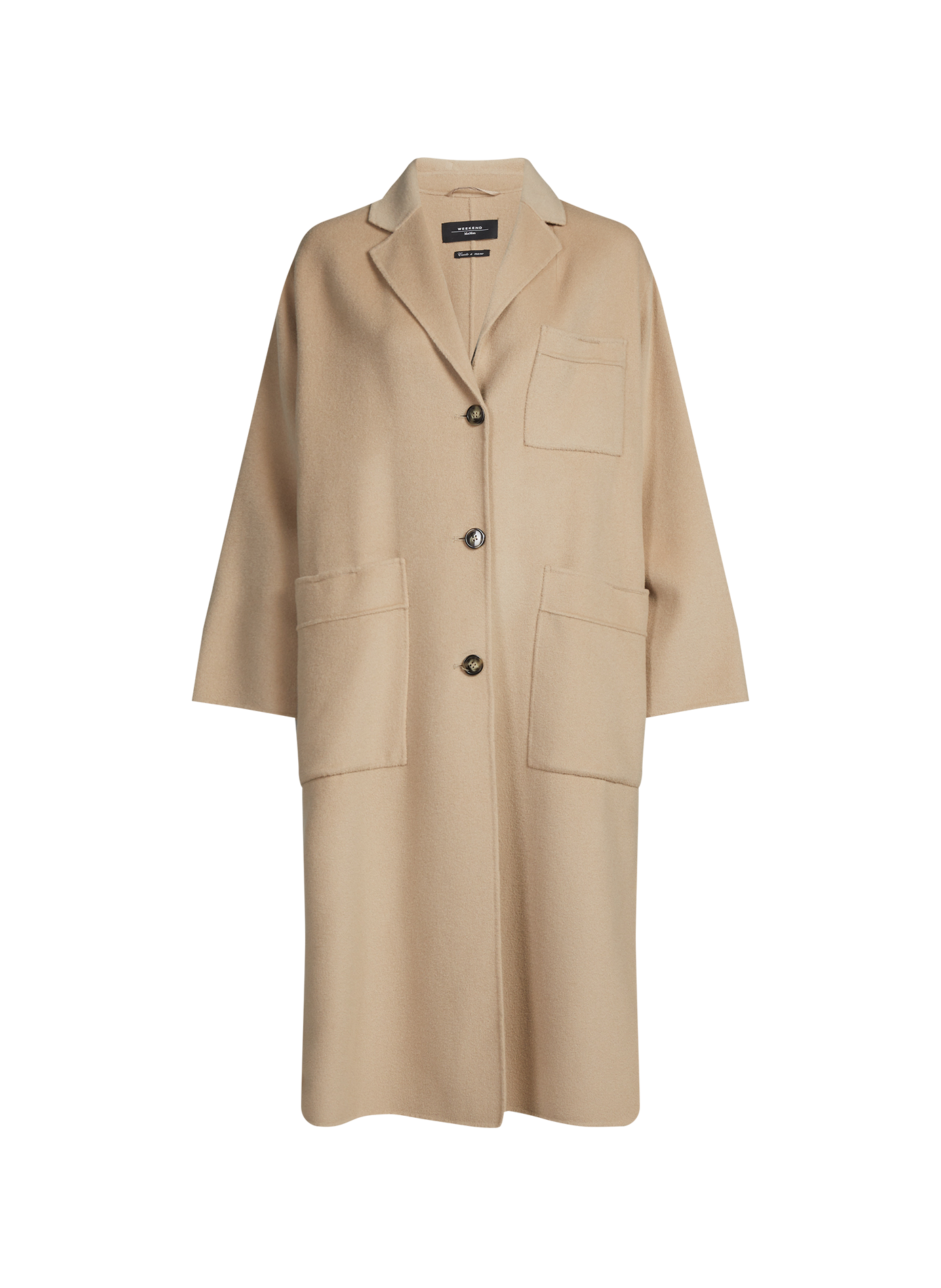 Manteau long à col tailleur en laine vierge mélangée WEEK END Marron