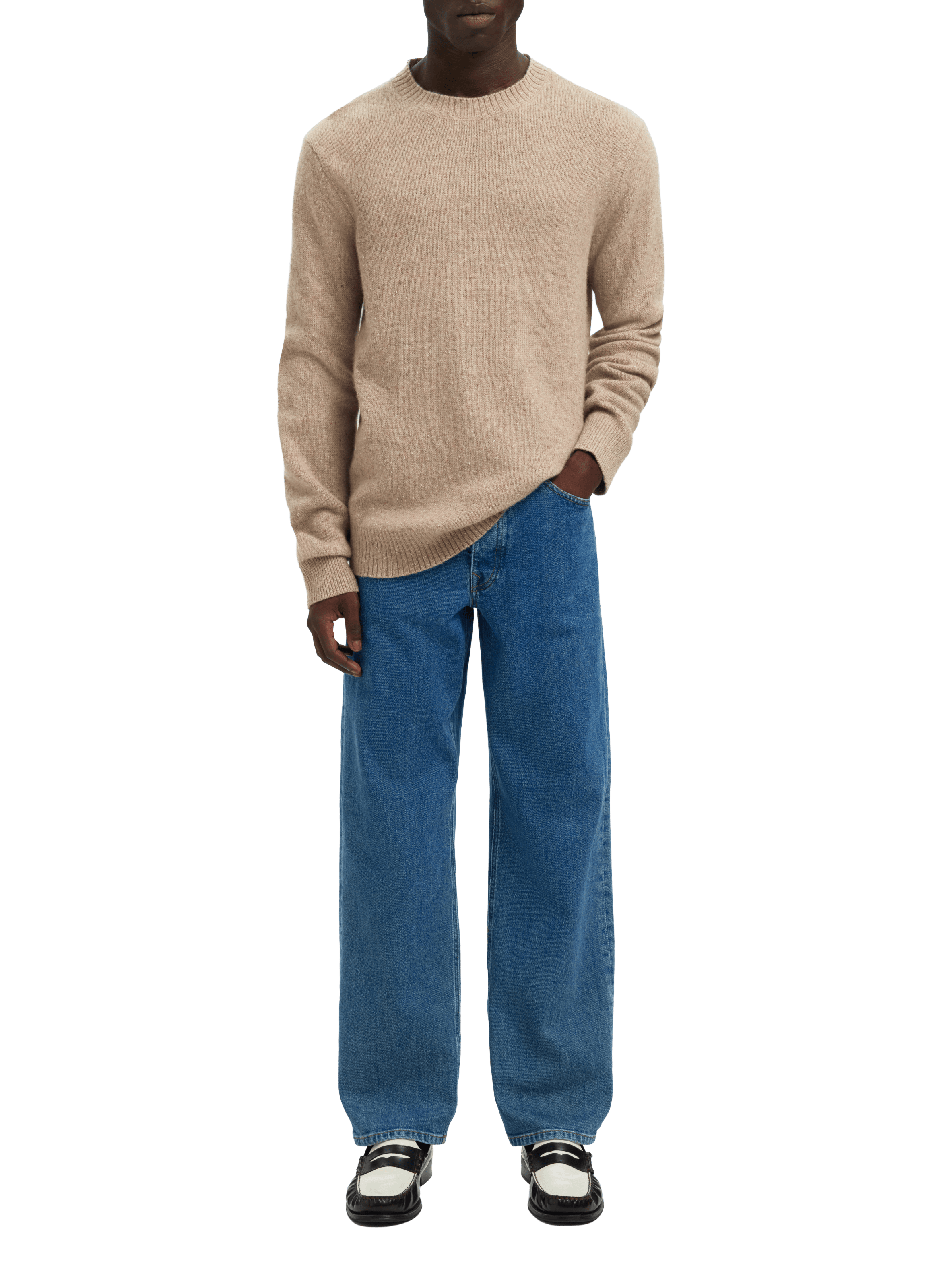 Mixed wool sweatshirt SELECTED Beige