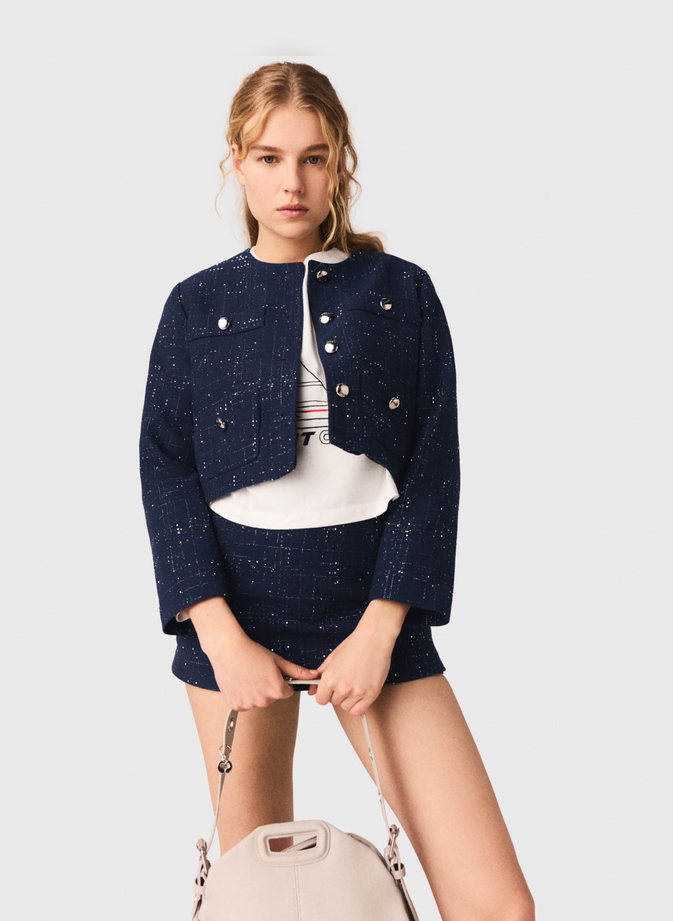 Veste col rond MAJE Bleu