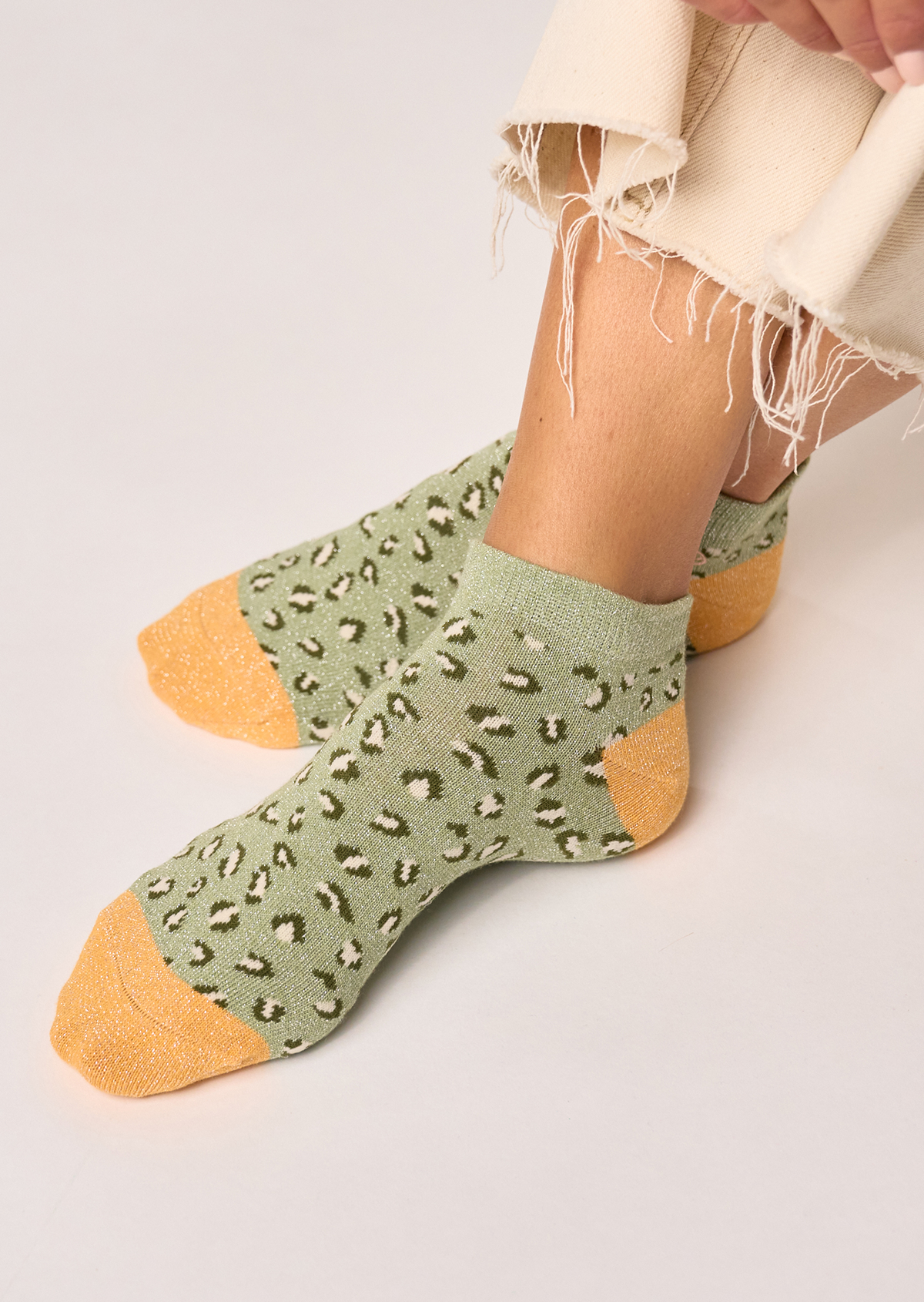 Socquettes en coton peigné leopard BILLYBELT Vert