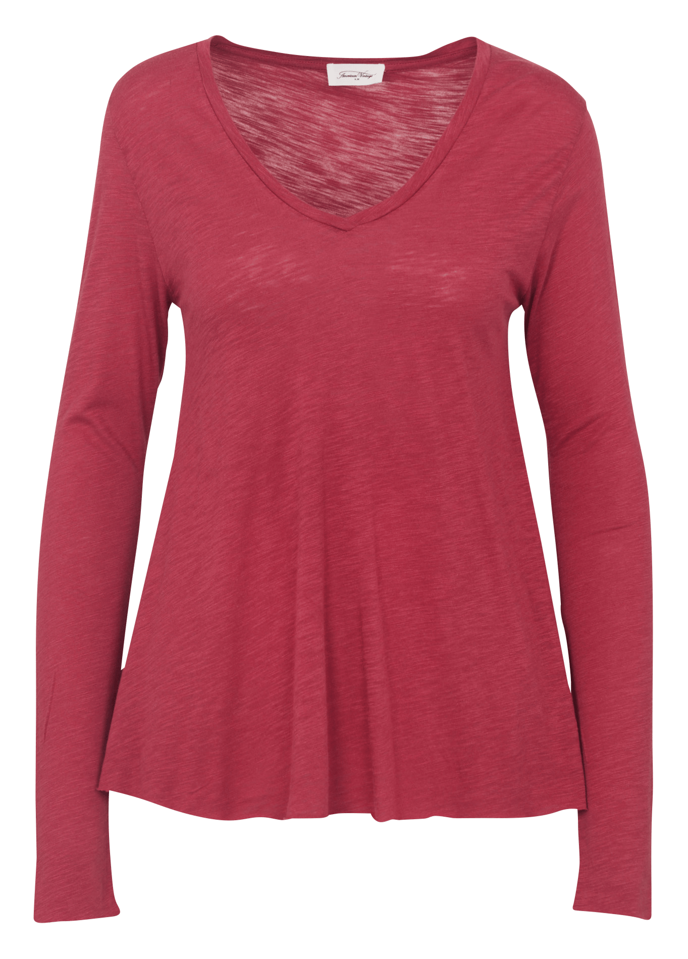 Tee-shirt à col v en coton mélangé jacksonville AMERICAN VINTAGE Rouge