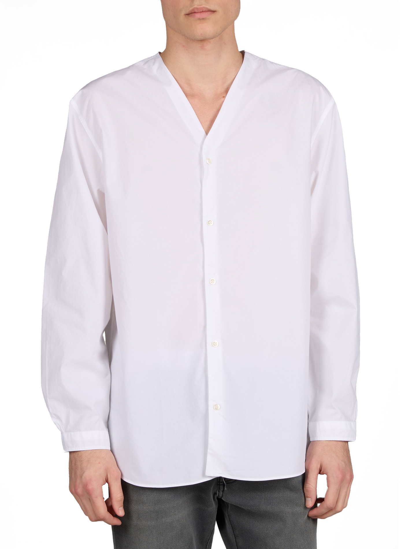 Chemise encolure V en coton OFFICINE GENERALE Blanc