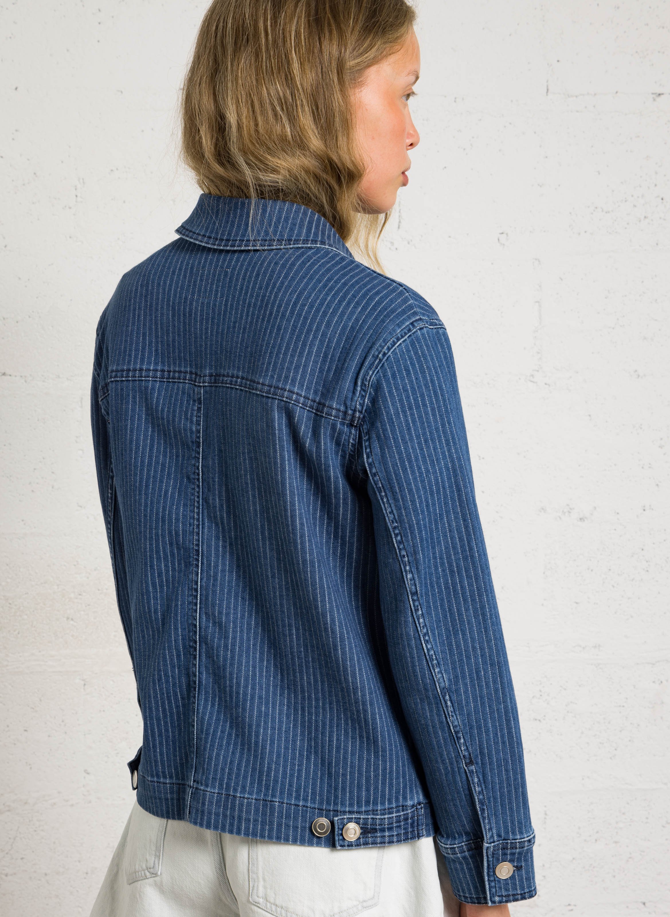 Veste droite boutonnée à rayures carla MAISON 123 Bleu