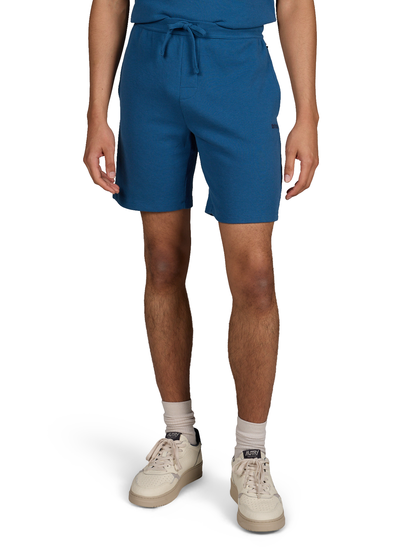 Short droit en coton piqué mélangé BOSS Bleu