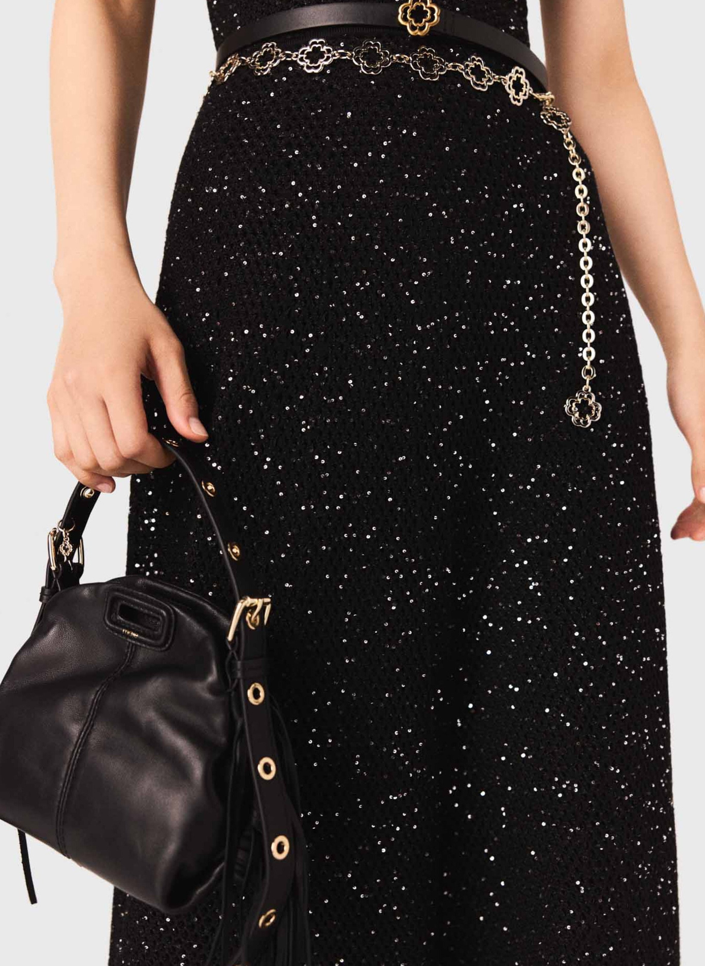 Sac bandoulière en cuir miss m MAJE Noir