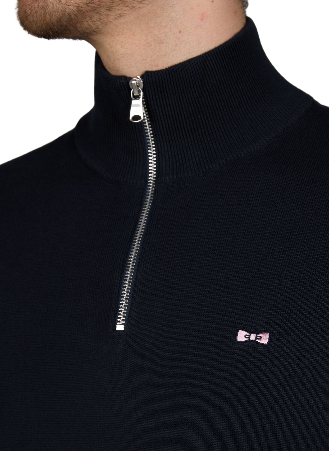 Pull col montant en coton à double rayures EDEN PARK Bleu