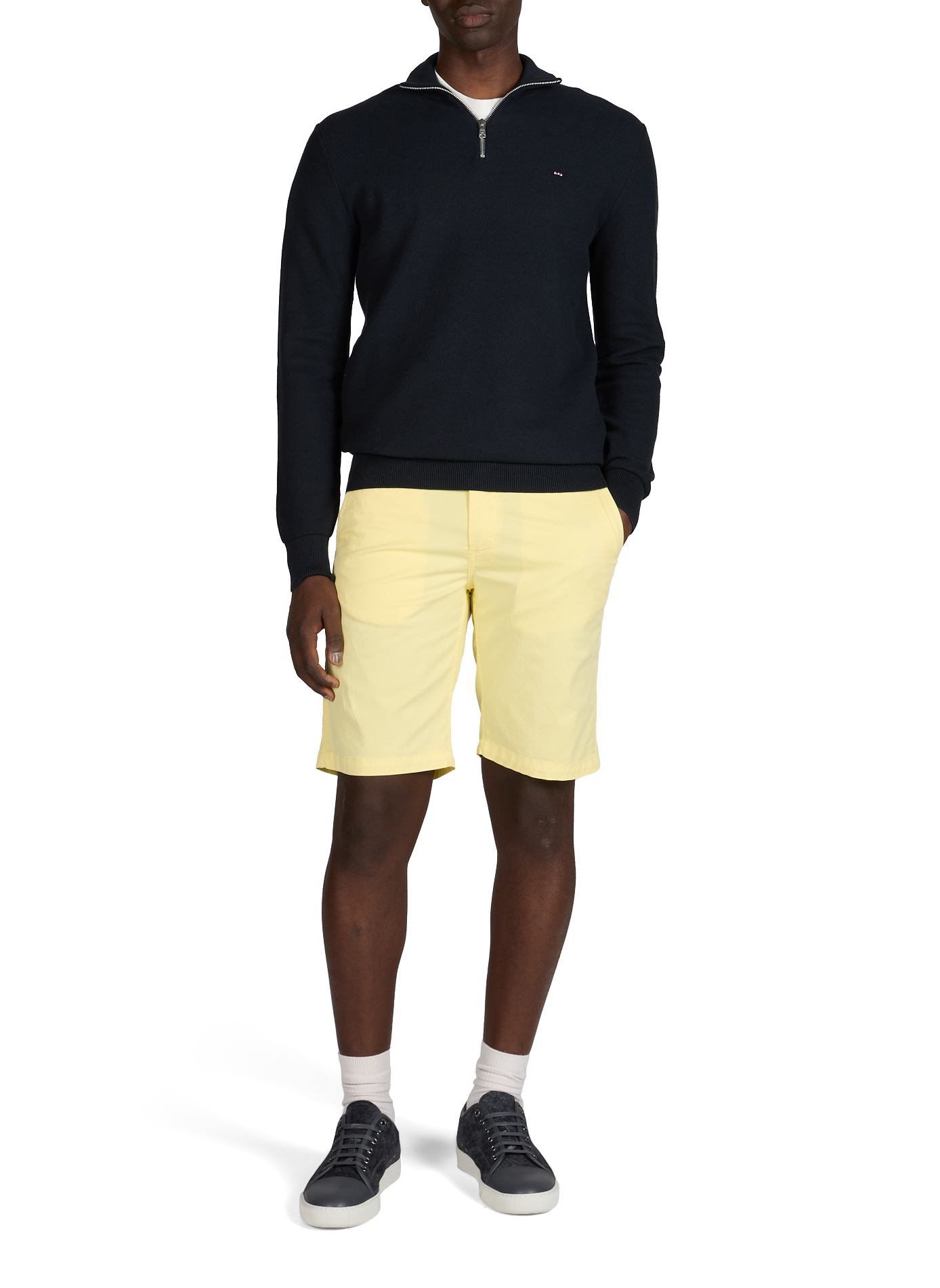 Bermuda uni en coton mélangé EDEN PARK Jaune