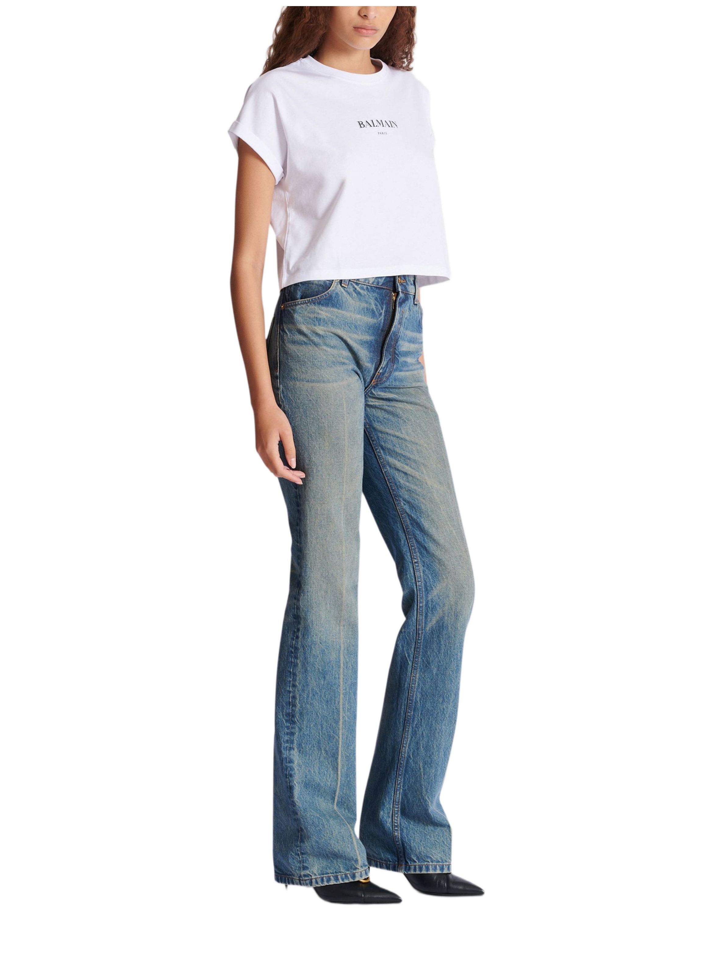 T-shirt court avec imprimé balmain BALMAIN Blanc