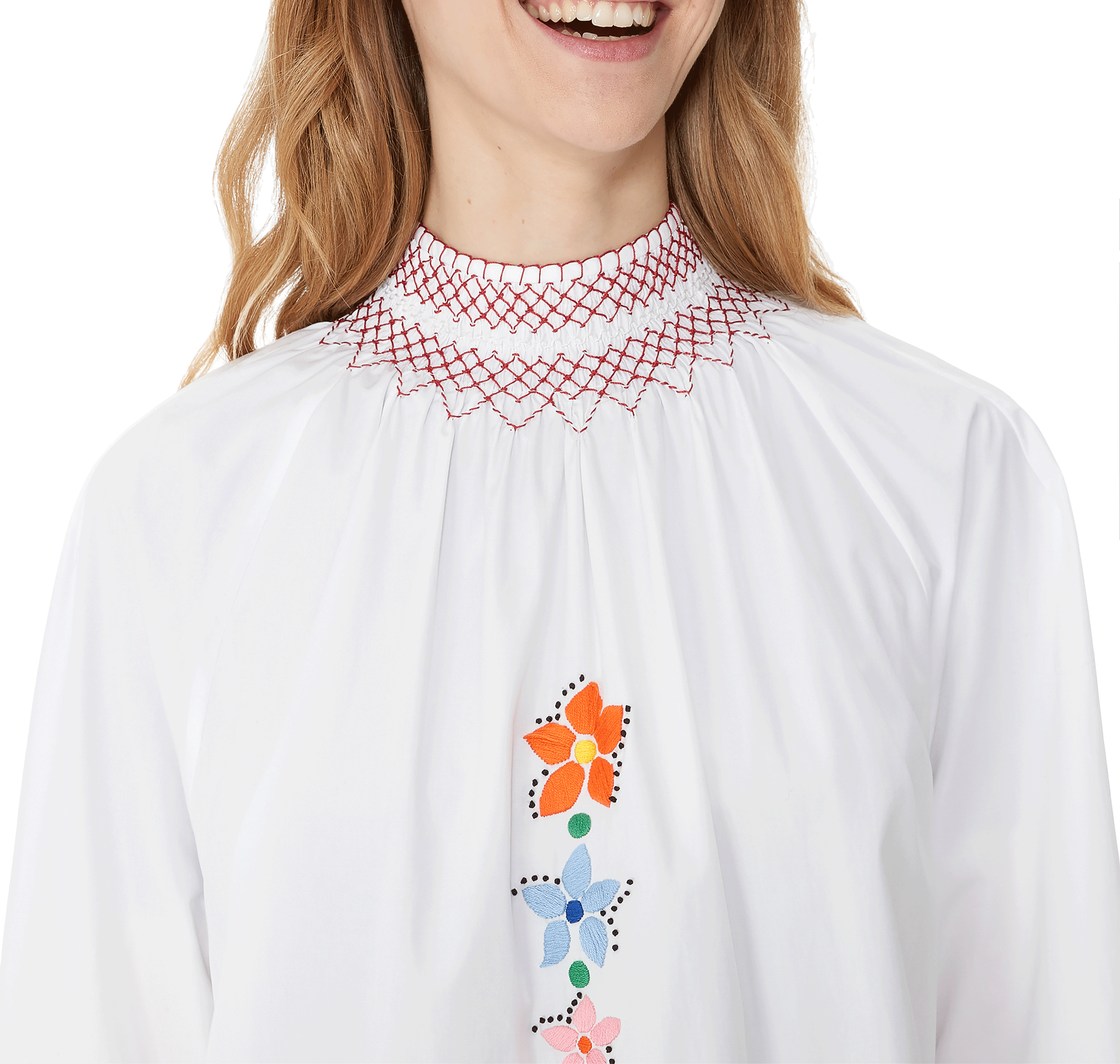 Embroidered cotton poplin Dress White