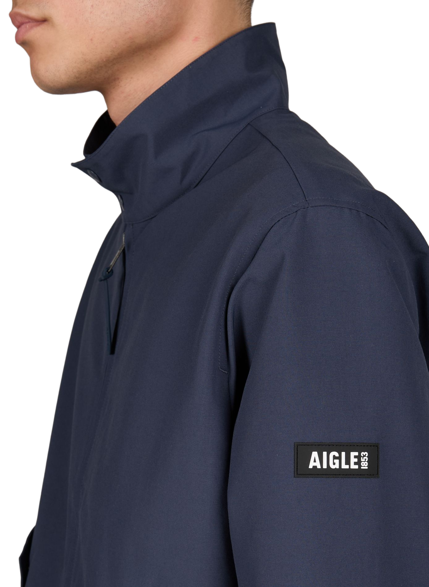 Short Harrington jacket in water-repellent twill AIGLE Blue