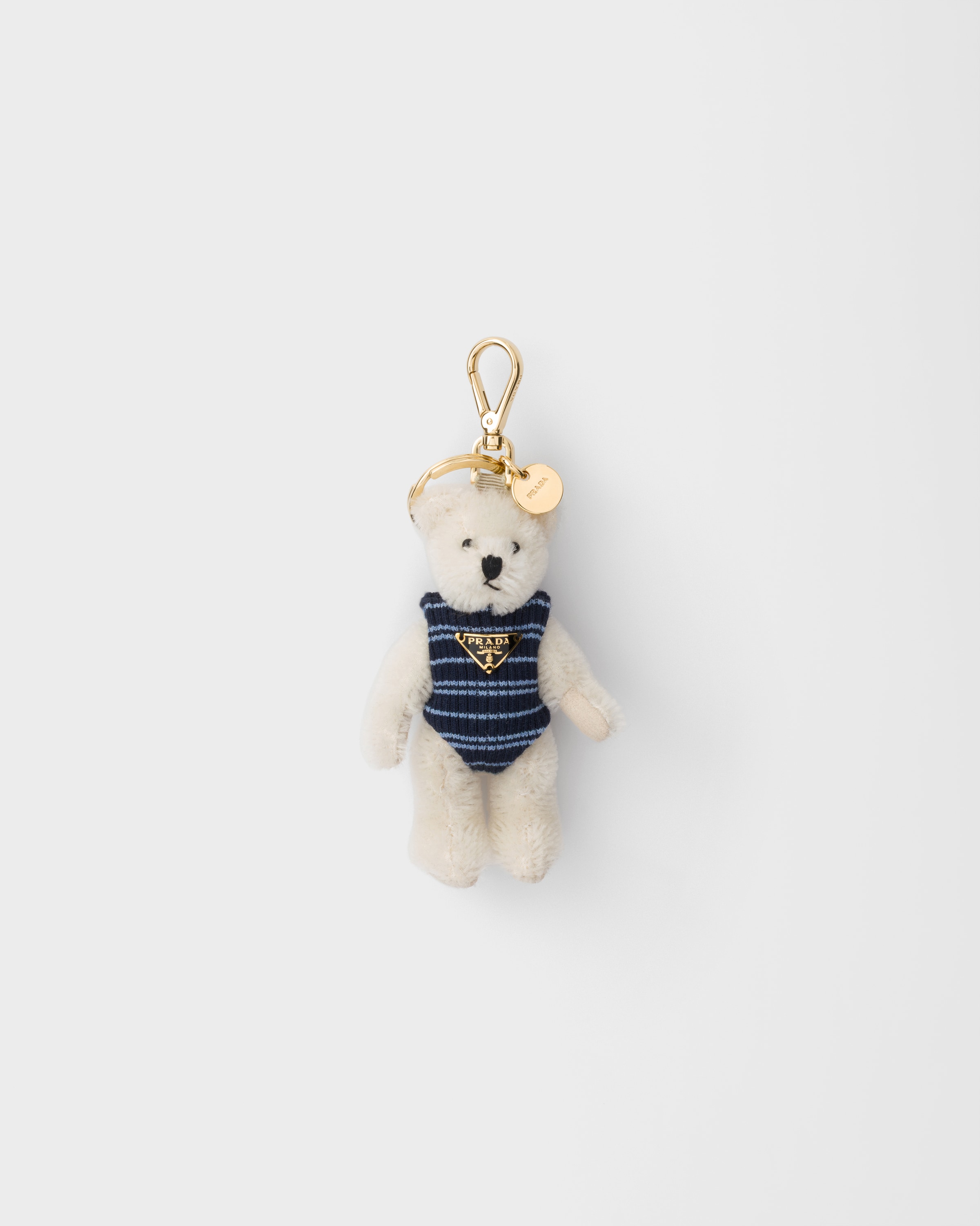 Charm porte-clés teddy bear avec anneau en métal PRADA Blanc