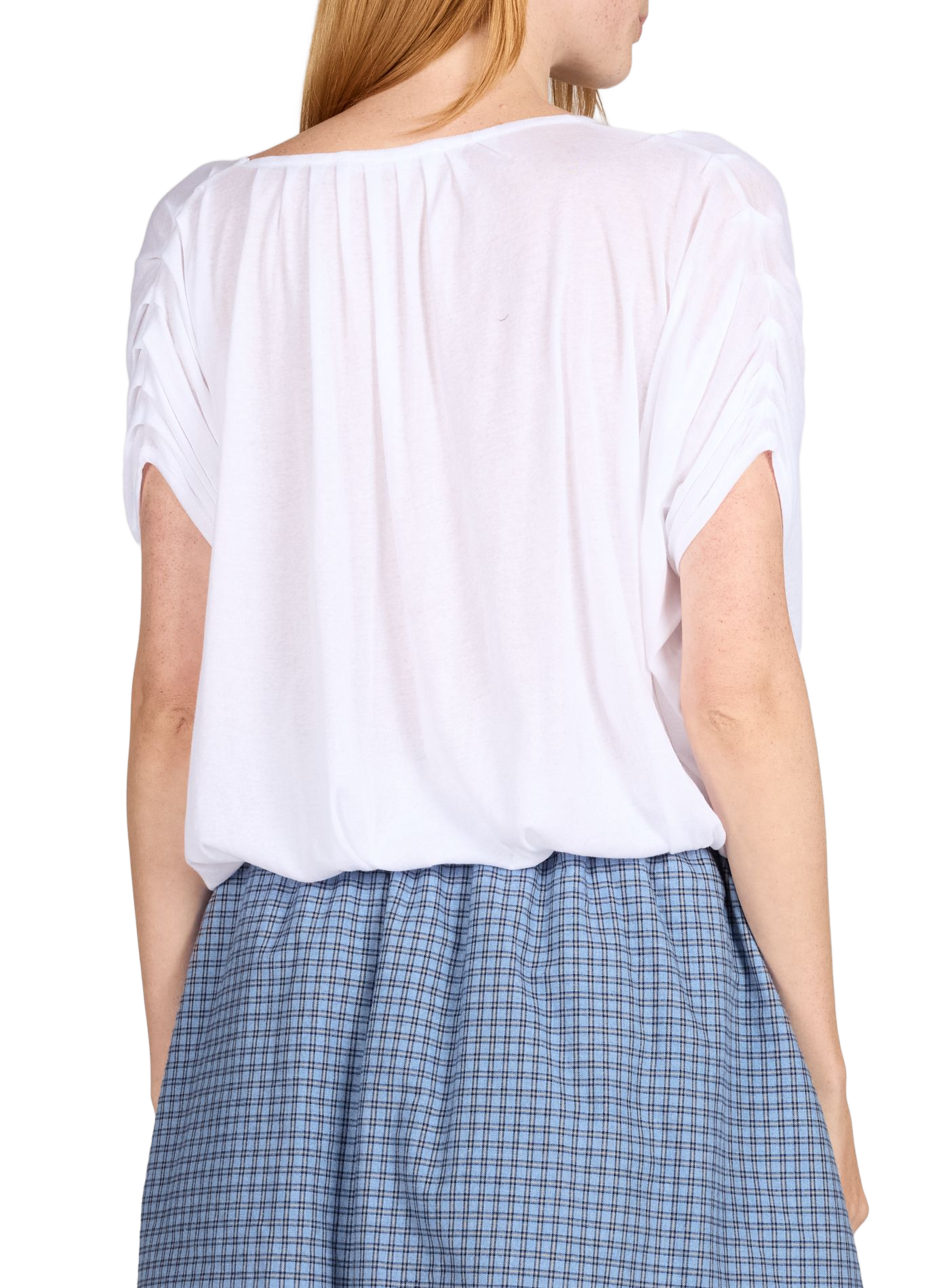 Pleated top with elasticized hem in cotton | White GIMAGUAS Women
