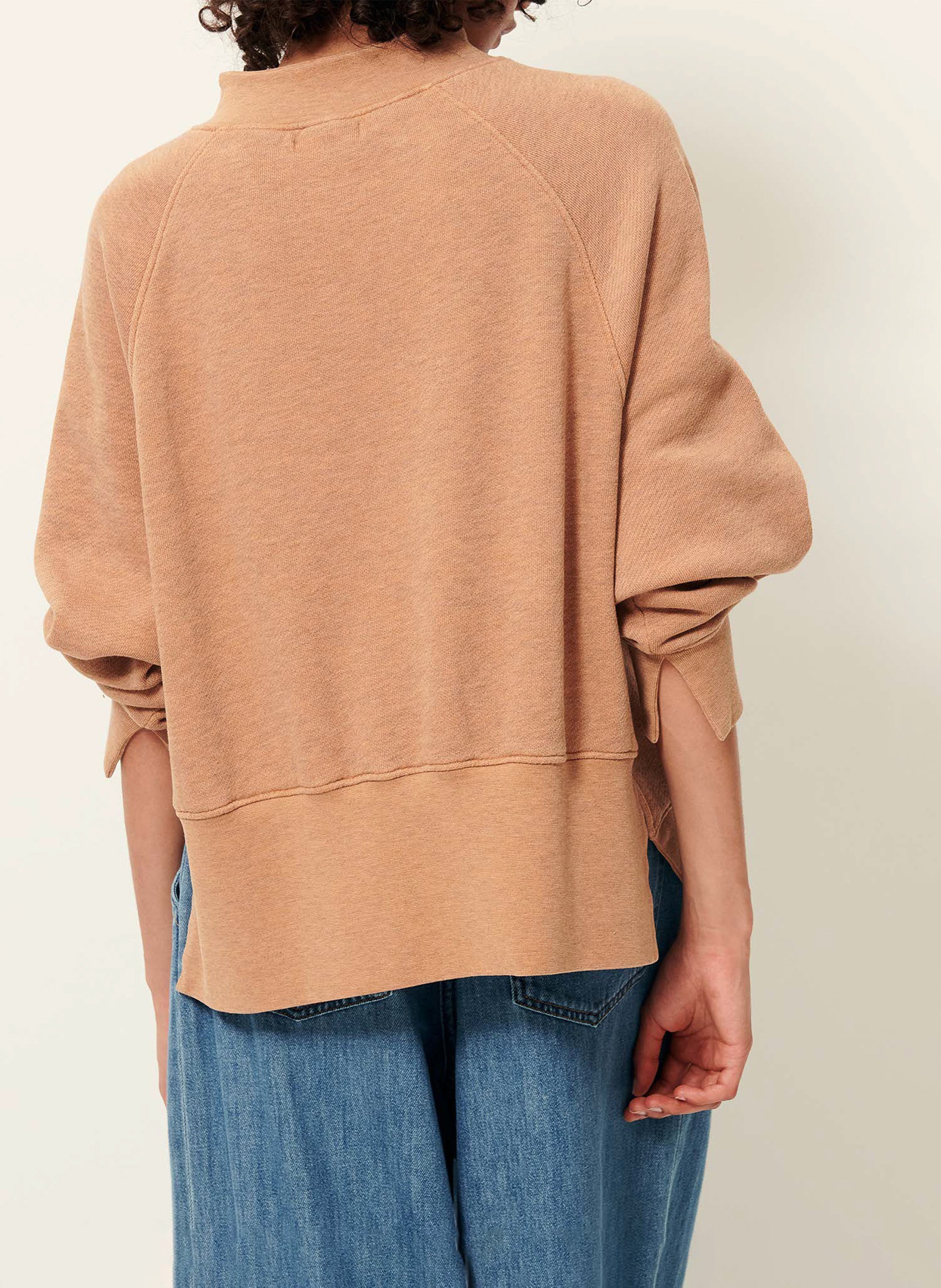 Sweat col rond en coton mélangé oliveira SESSUN Beige