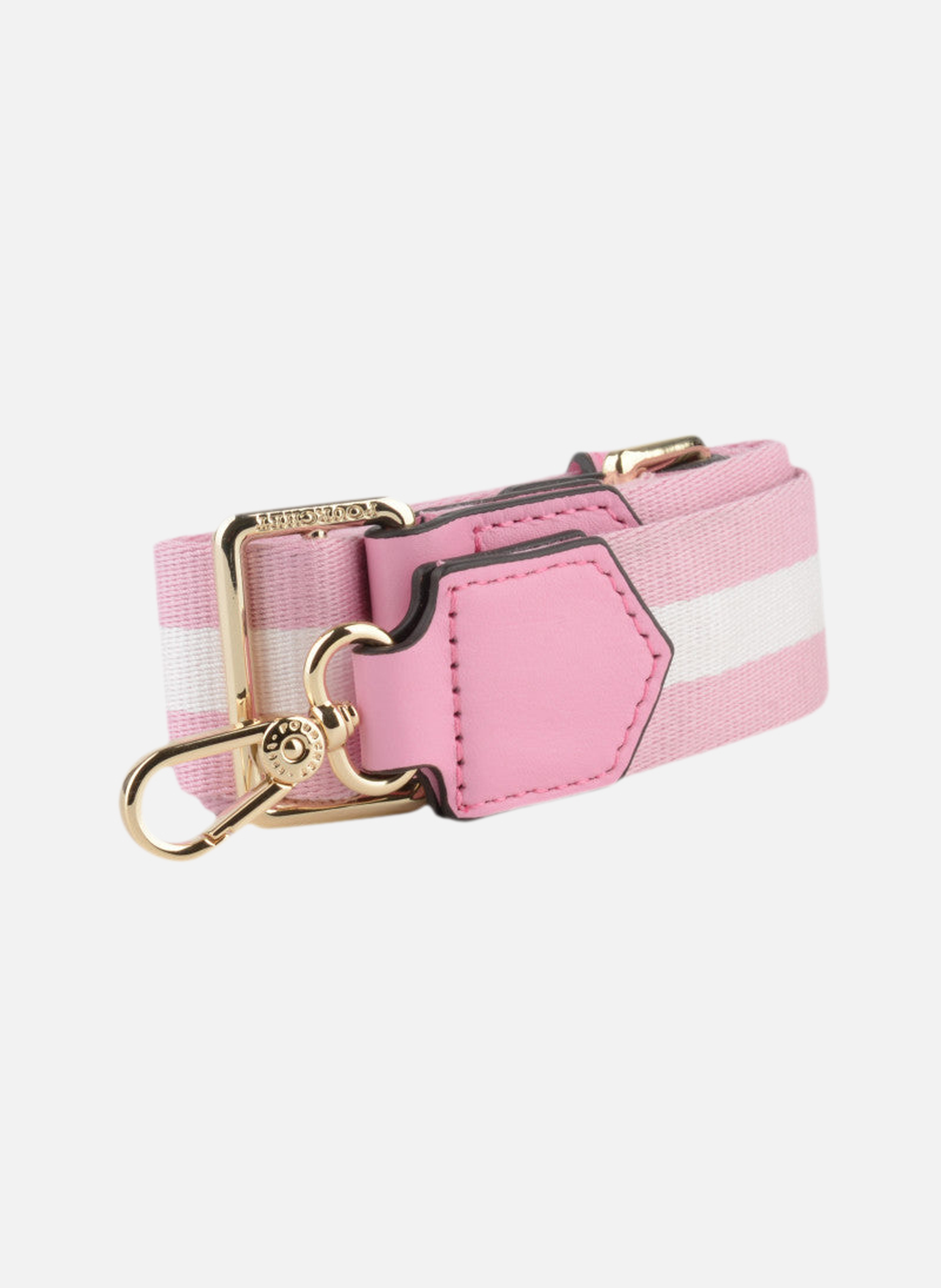 Bandoulière | bandoulière de sac à rayures en coton garni cuir POURCHET Rose