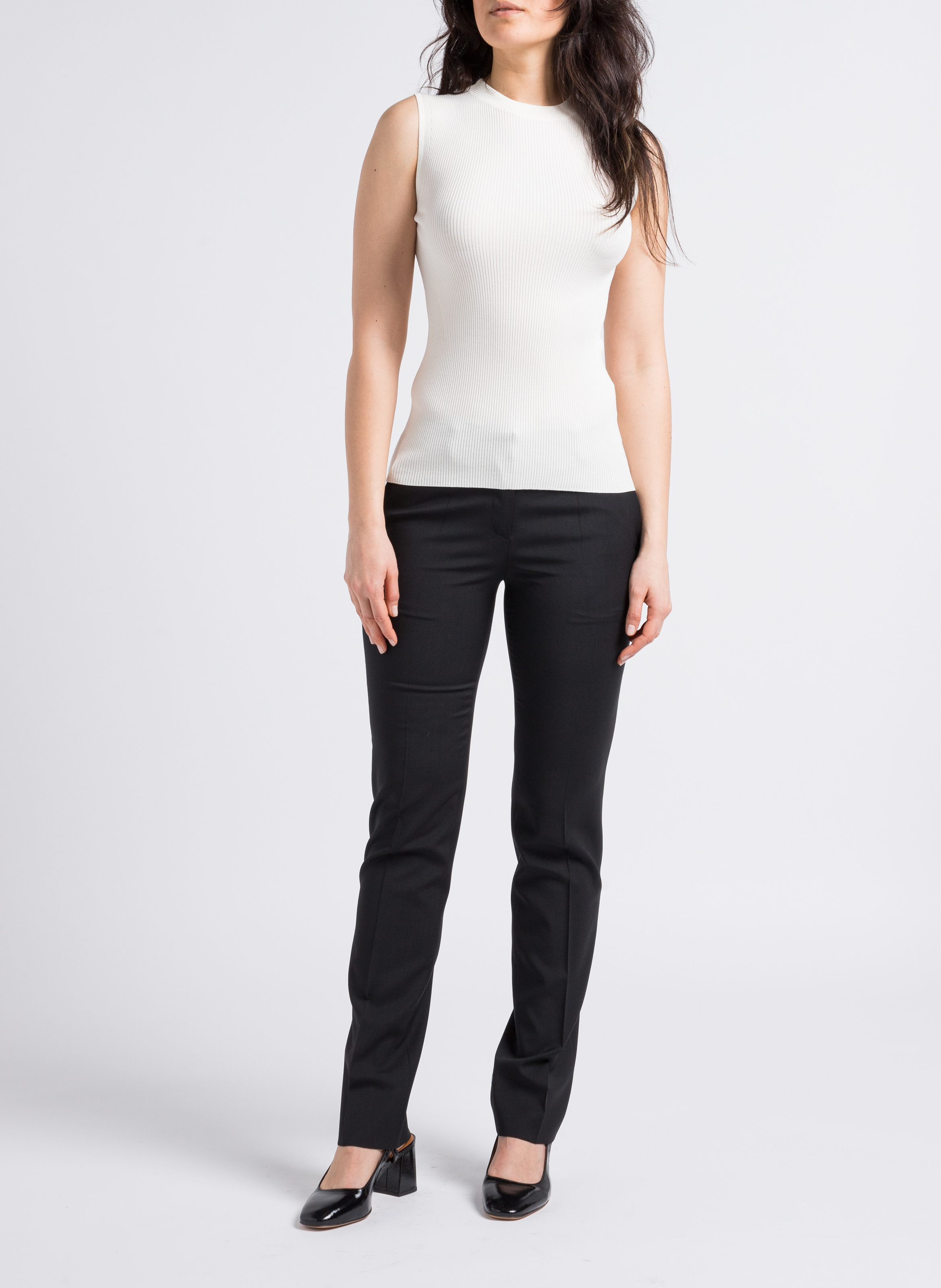 Tee-shirt côtelé sans manches à bords-côtes BOSS Beige