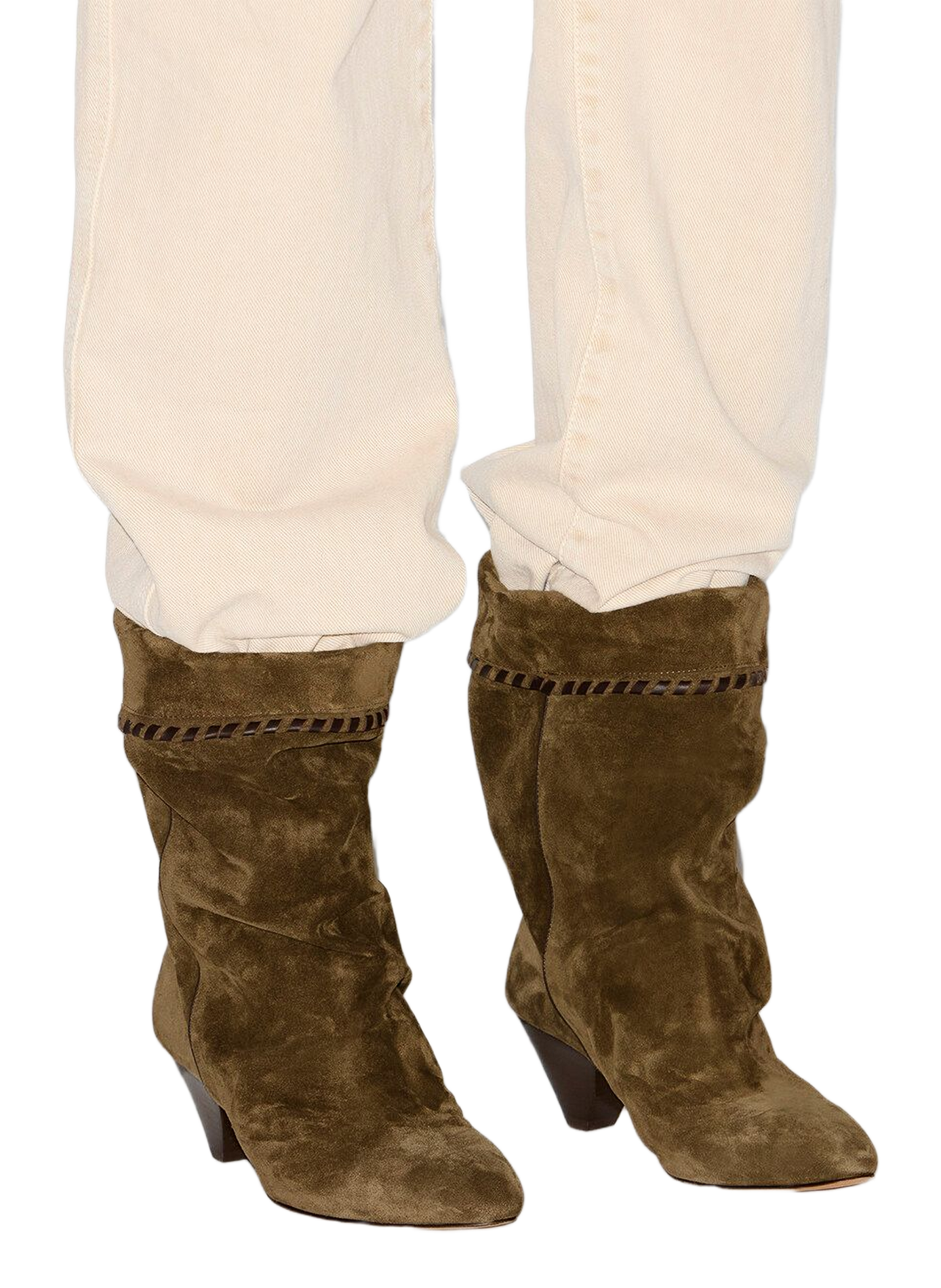 Gekräuselte Dalby Stiefel aus Veloursleder vom Kalb ISABEL MARANT Braun