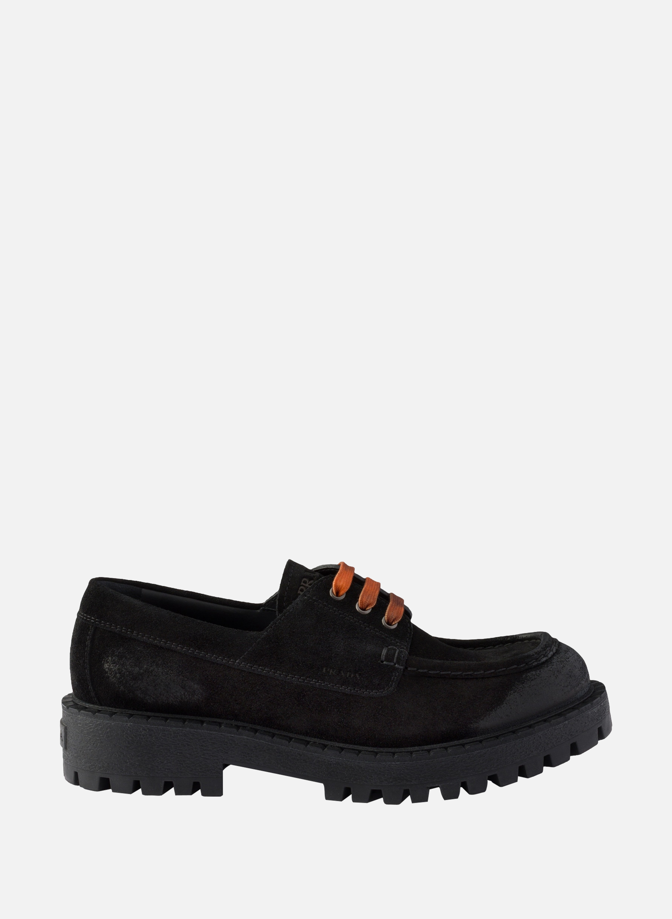 Chaussures à lacets en veau velours ciré PRADA Noir