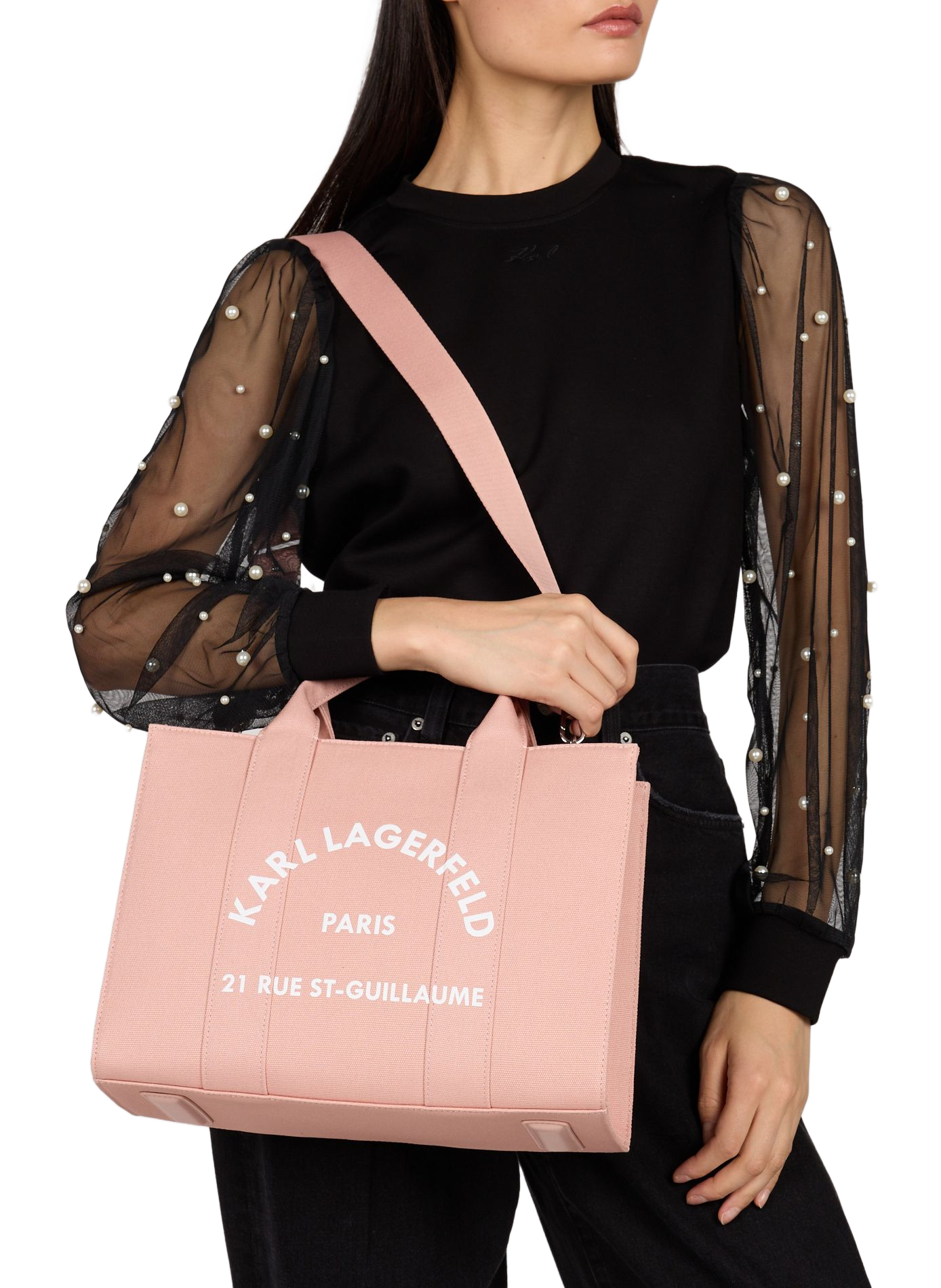 Cotton tote bag KARL LAGERFELD Pink
