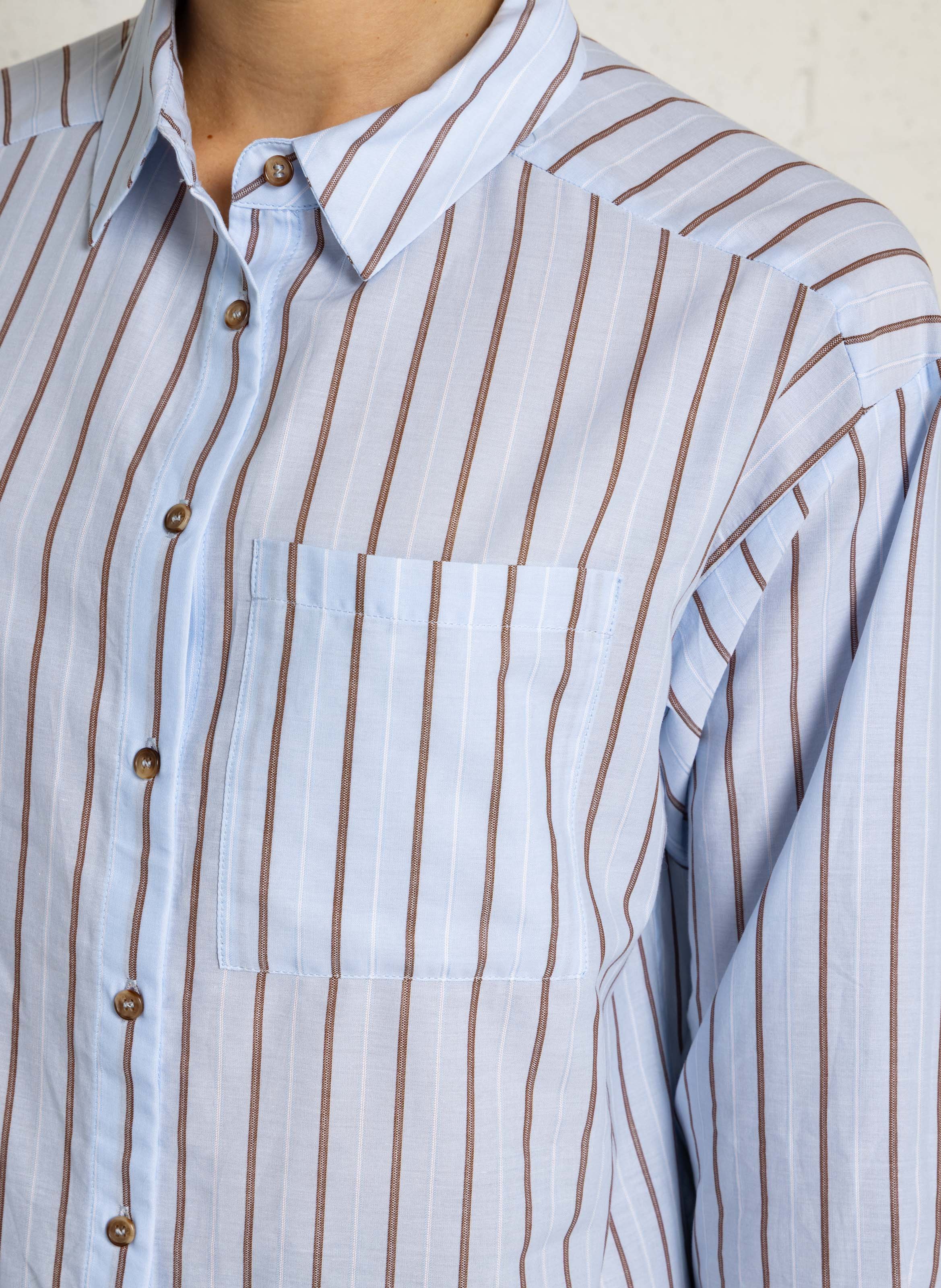 Chemise droite à rayures en coton passy MAISON 123 Bleu