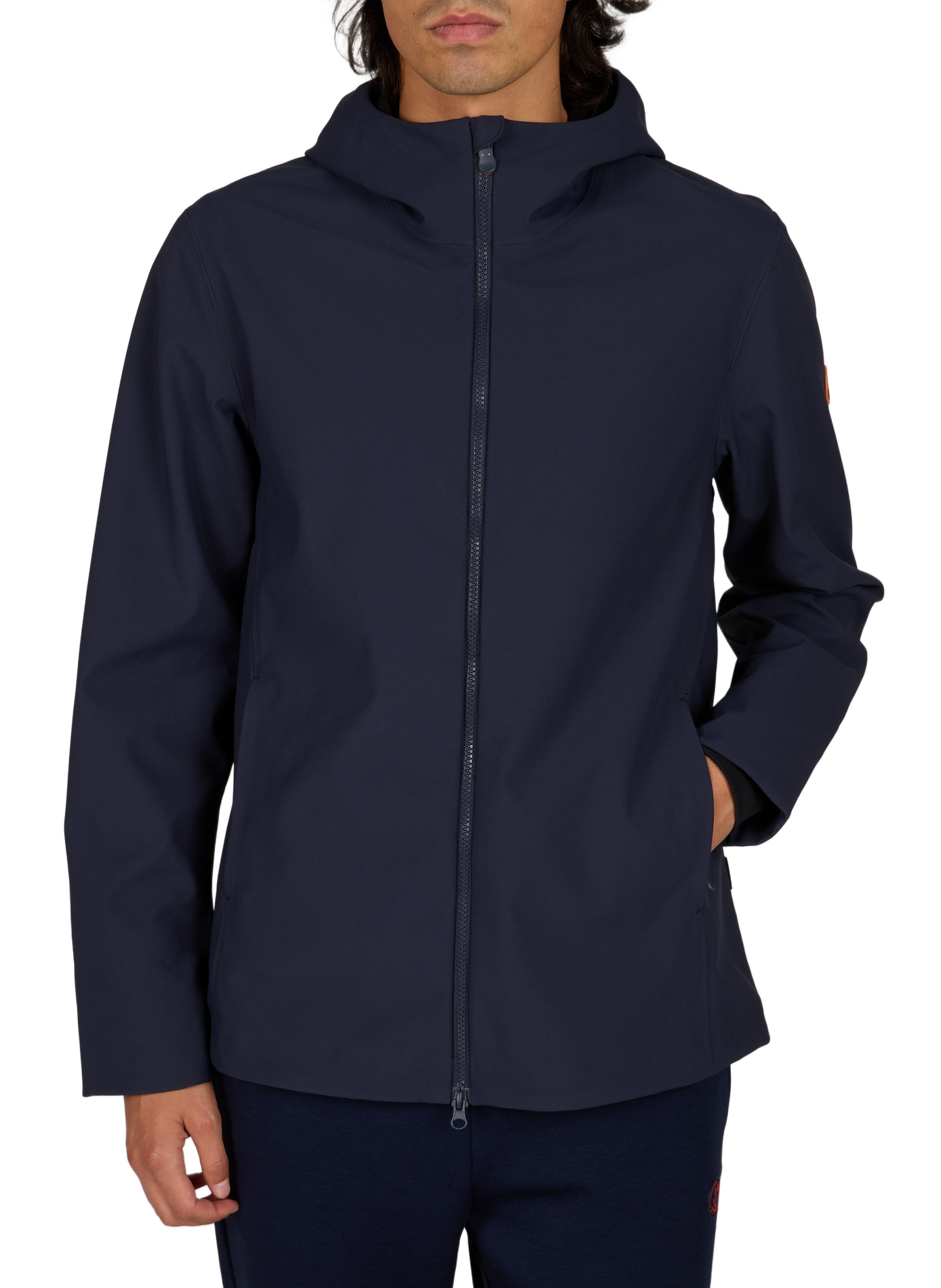 Plain straight zip-up high-neck jacket SAVE THE DUCK Blue