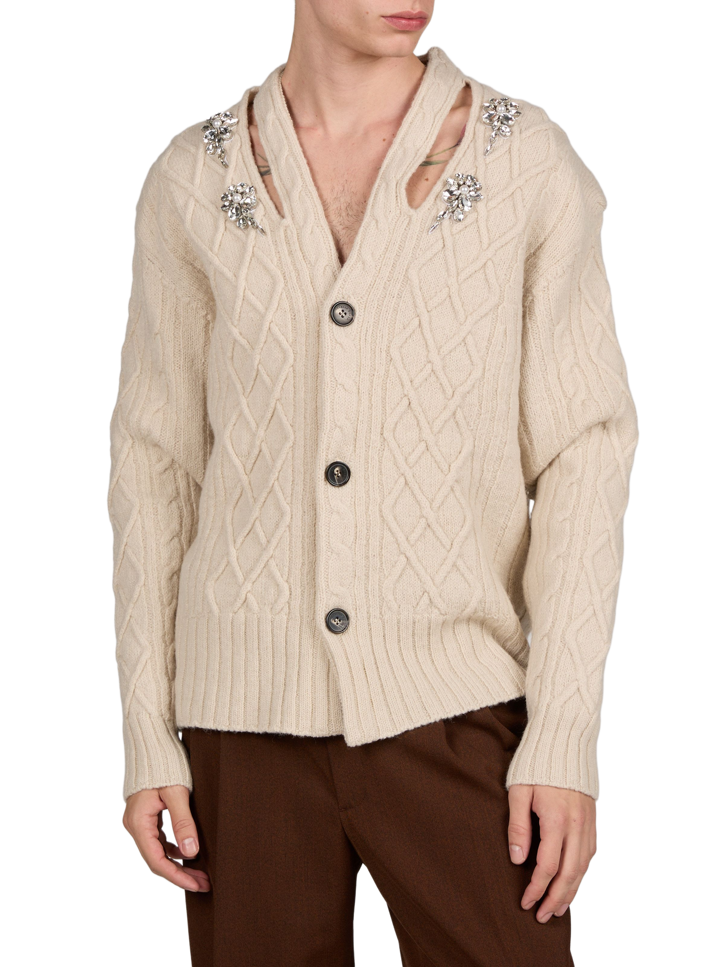 Straight wool cardigan SIMONE ROCHA Beige