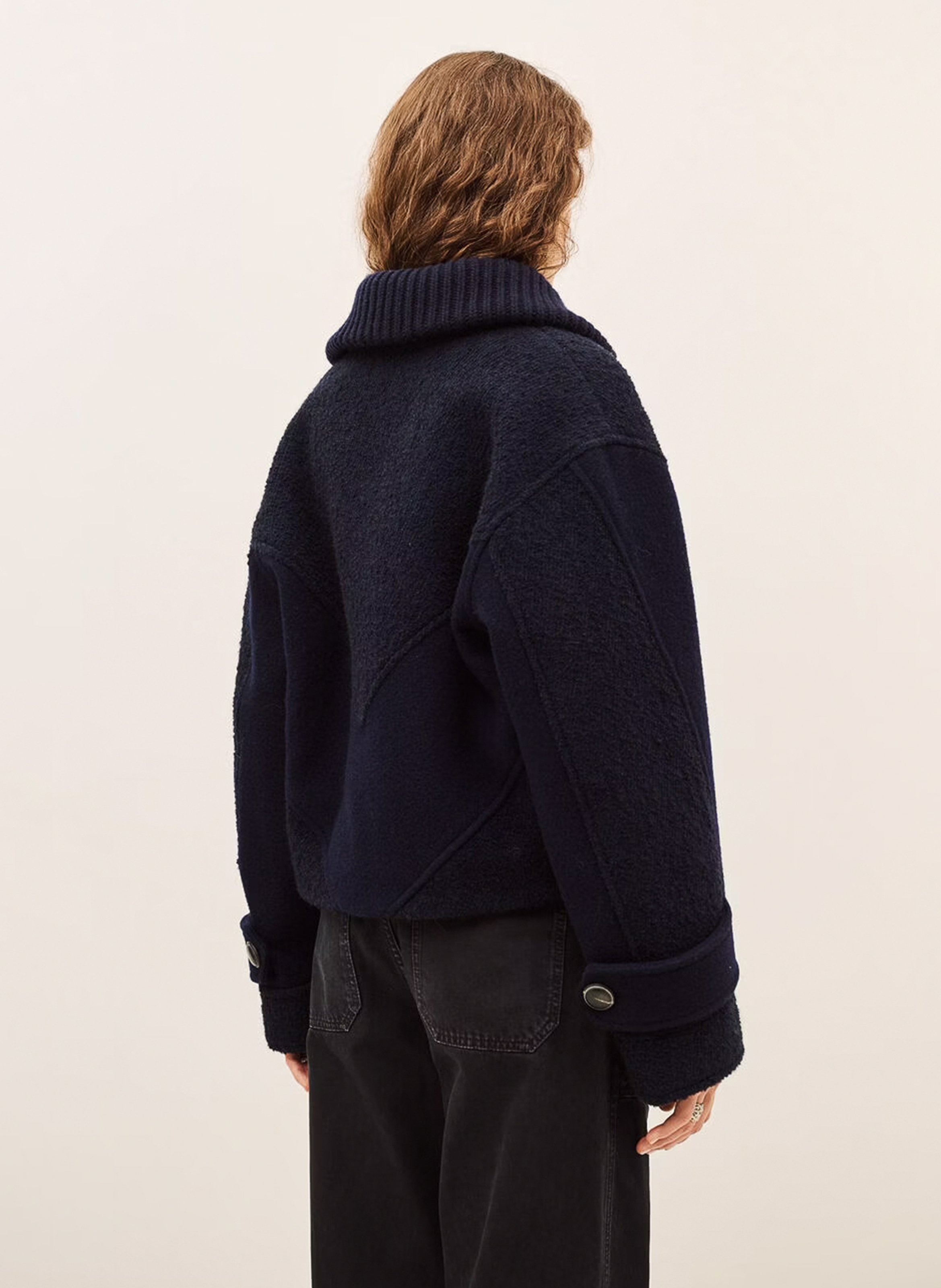 Manteau droit col montant zippé dora BA&SH Bleu