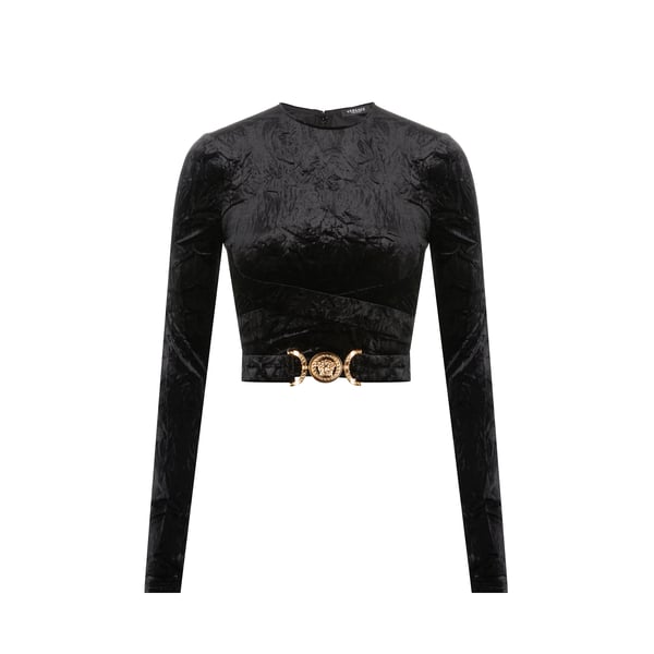 Top court en velours froissé